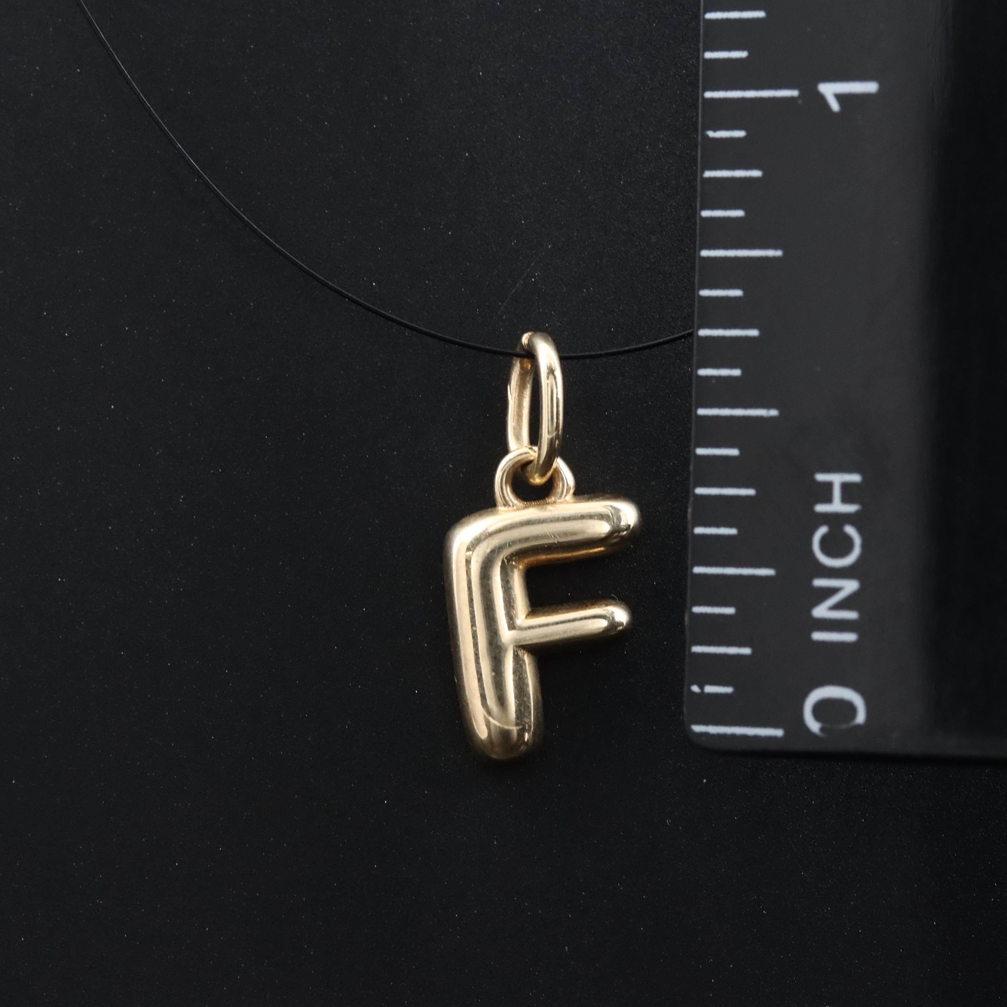 14K Letter "F" Charm Pendant