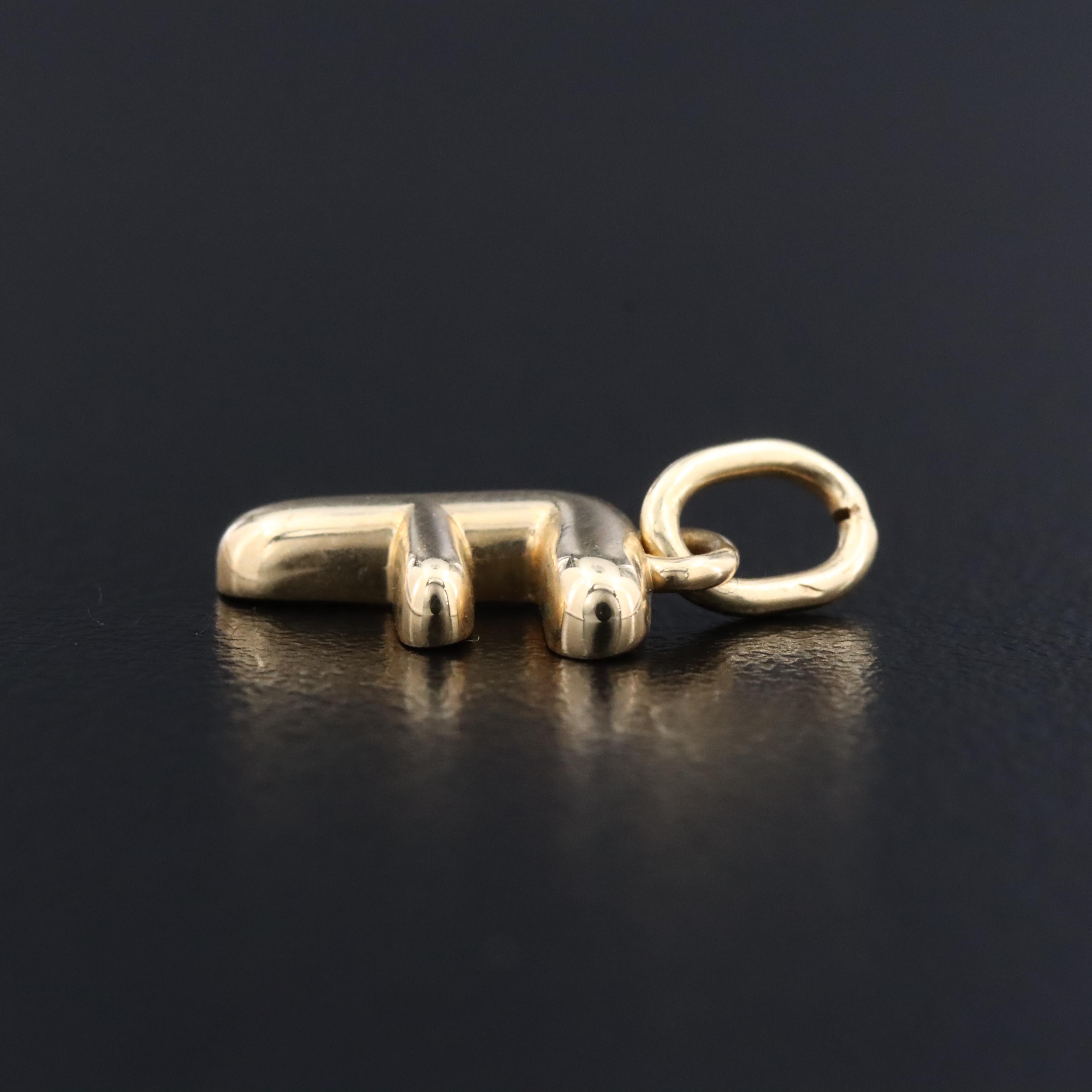 14K Letter "F" Charm Pendant