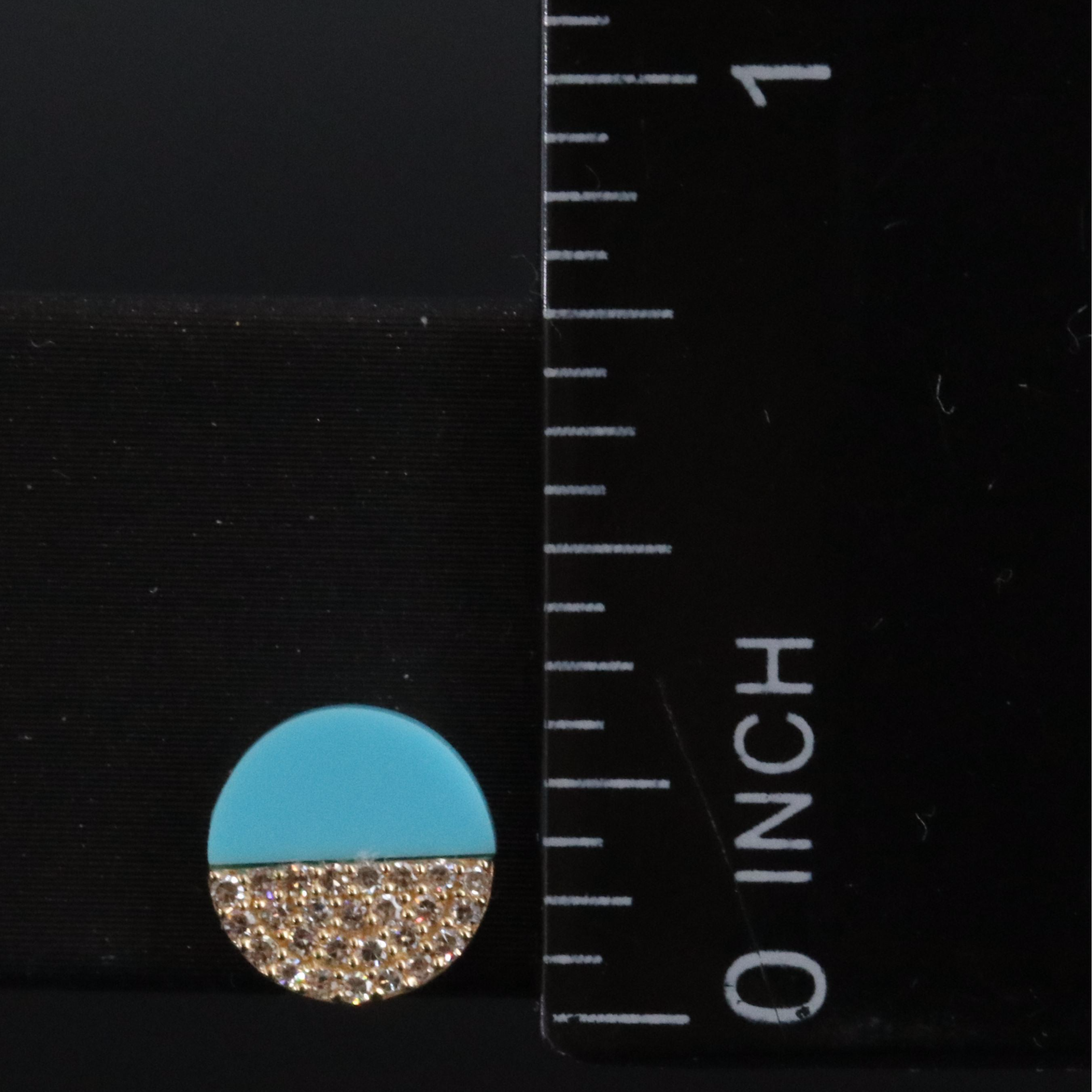14K Imitation Turquoise and Diamond Stud Earrings