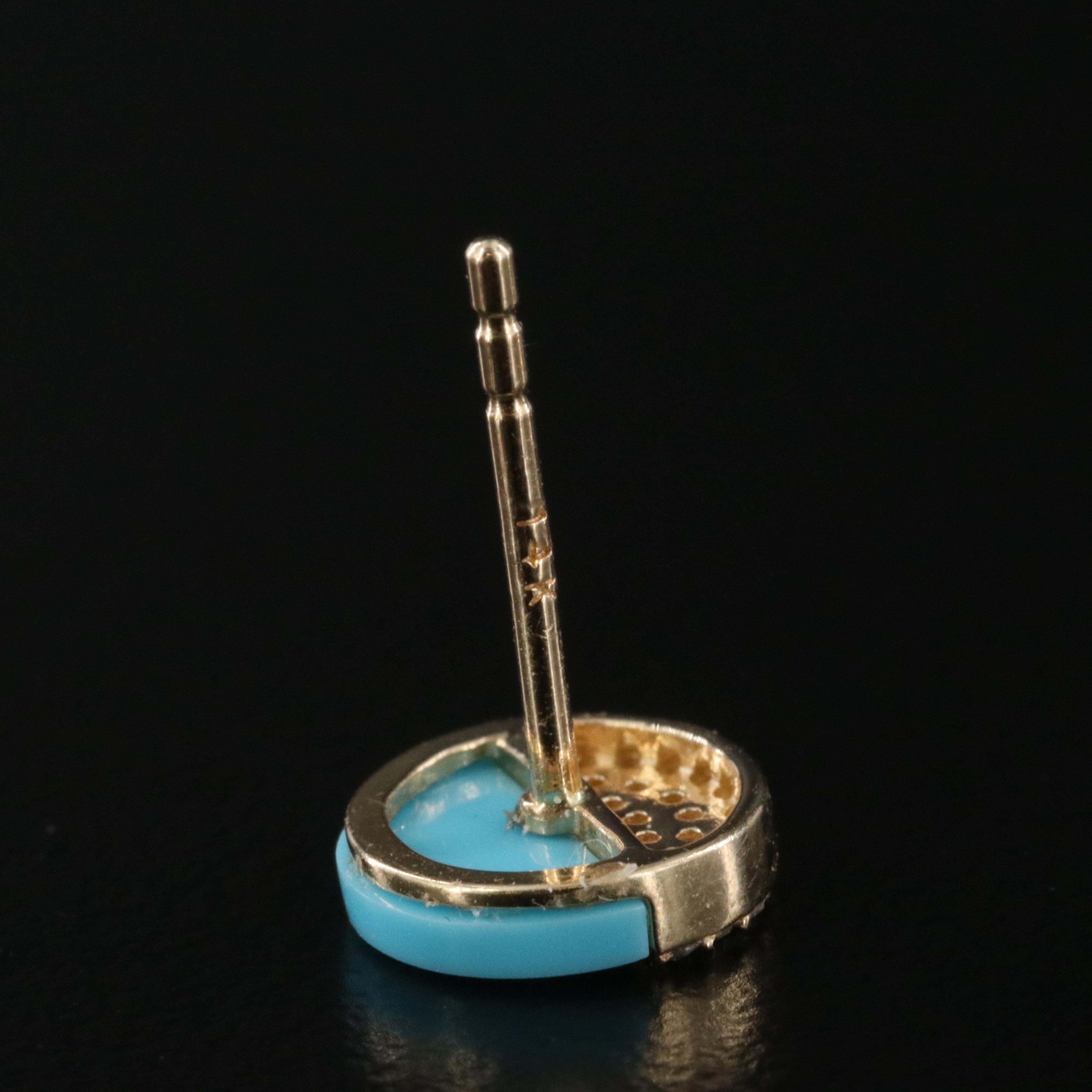 14K Imitation Turquoise and Diamond Stud Earrings