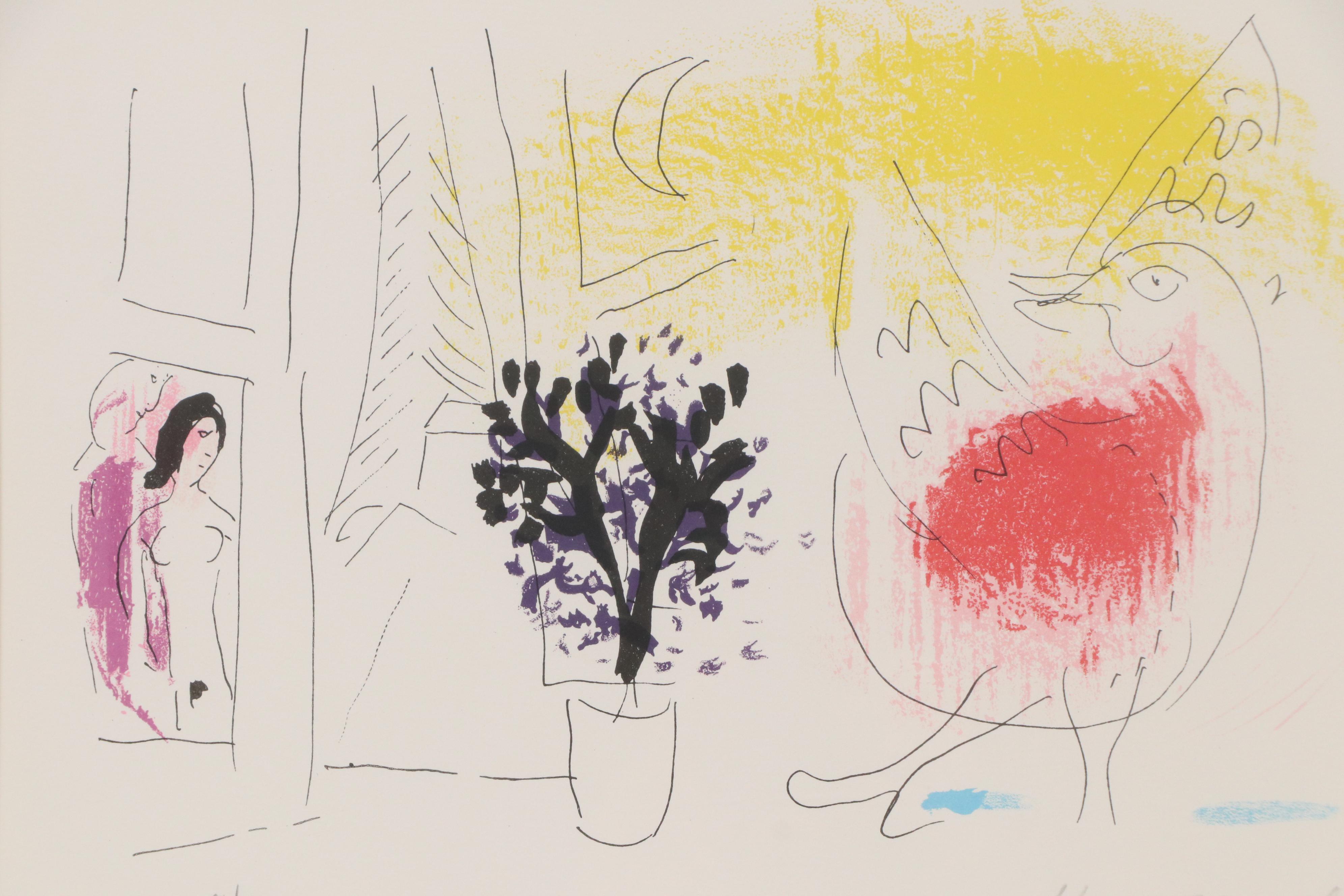 Marc Chagall Lithograph "Le Coq Rouge," 1957