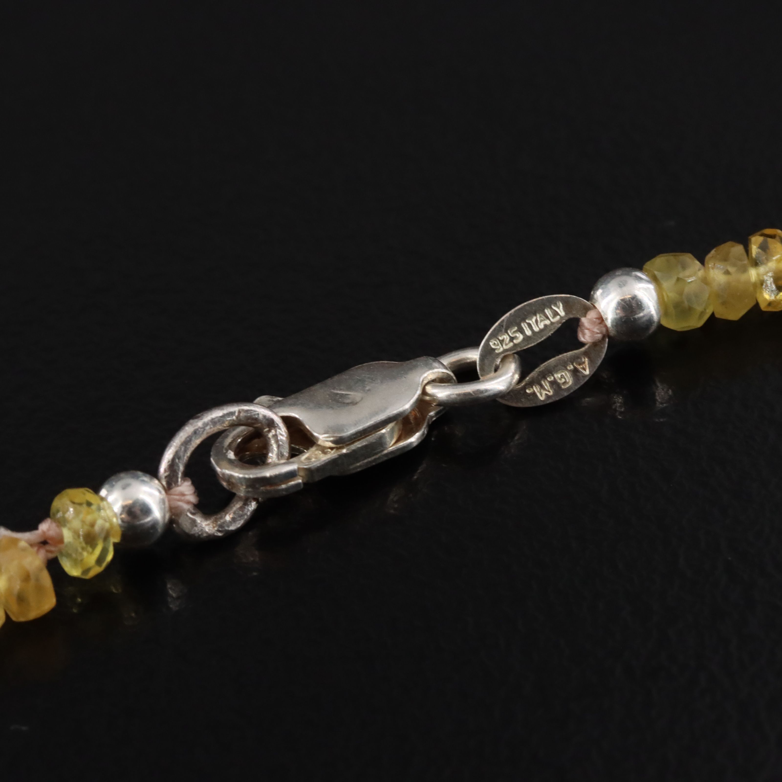 Sterling Sapphire, Emerald and Ruby Bead Necklace