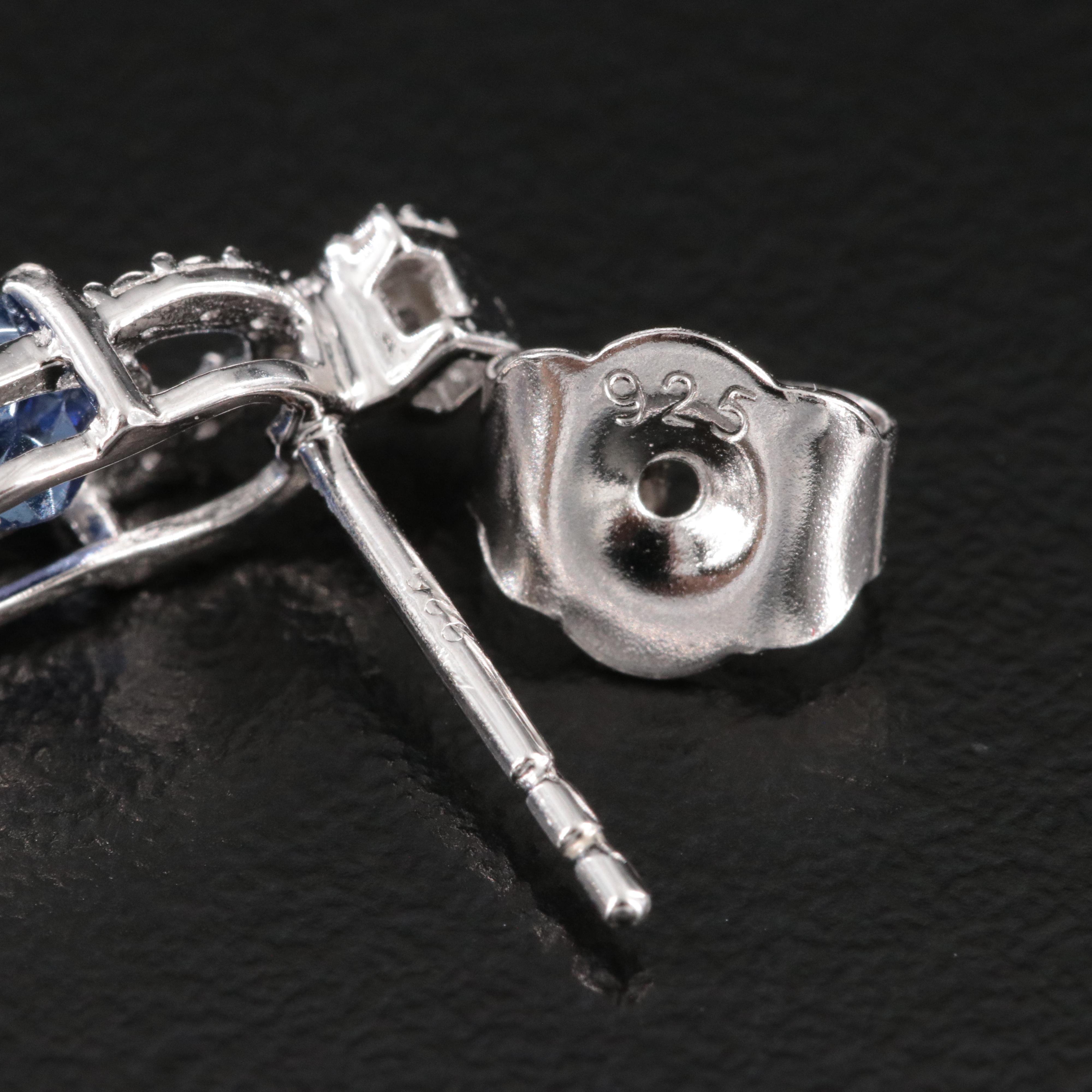 Sterling Tanzanite and Diamond Earrings