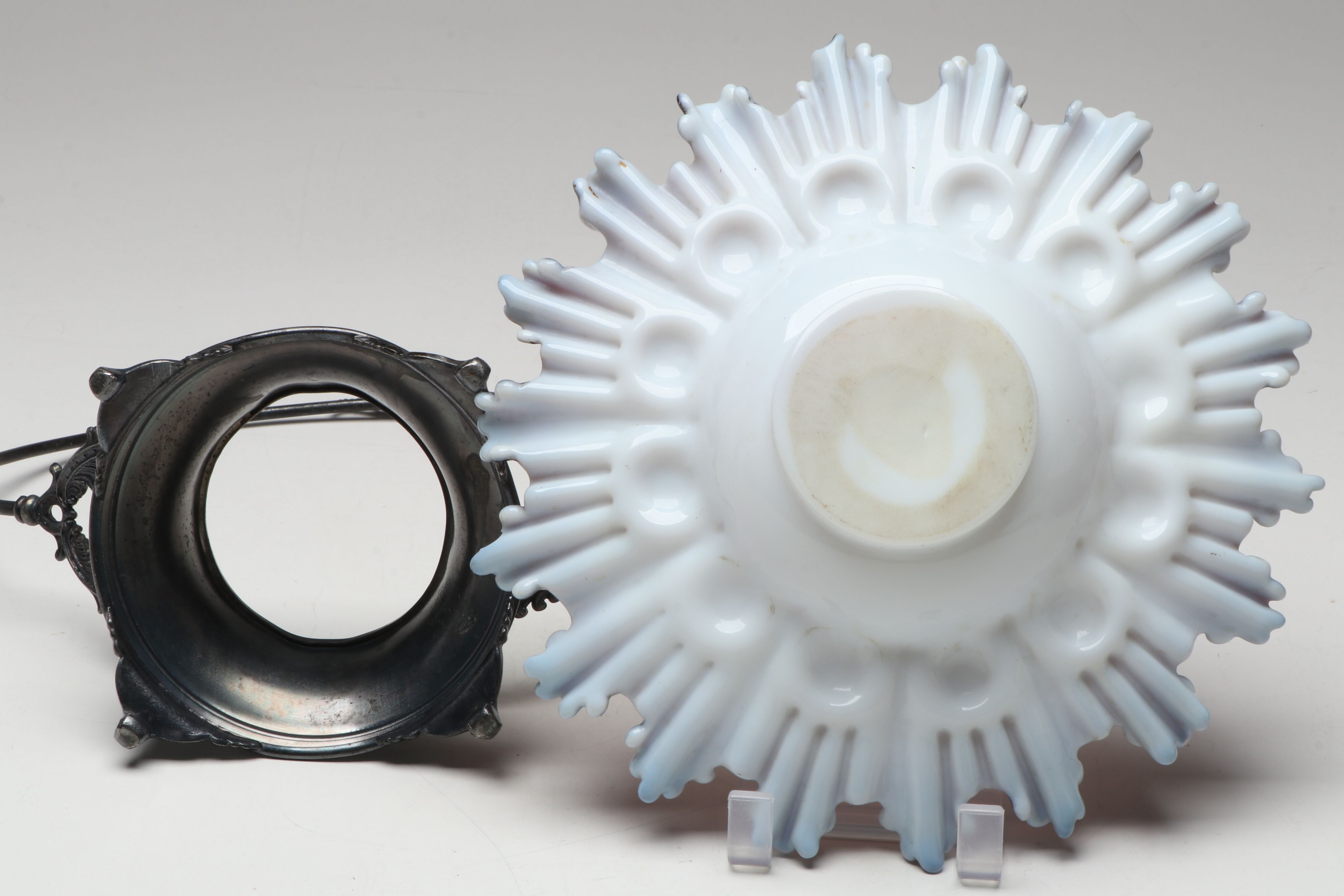 Ruffled Glass Brides Baskets and Bowl