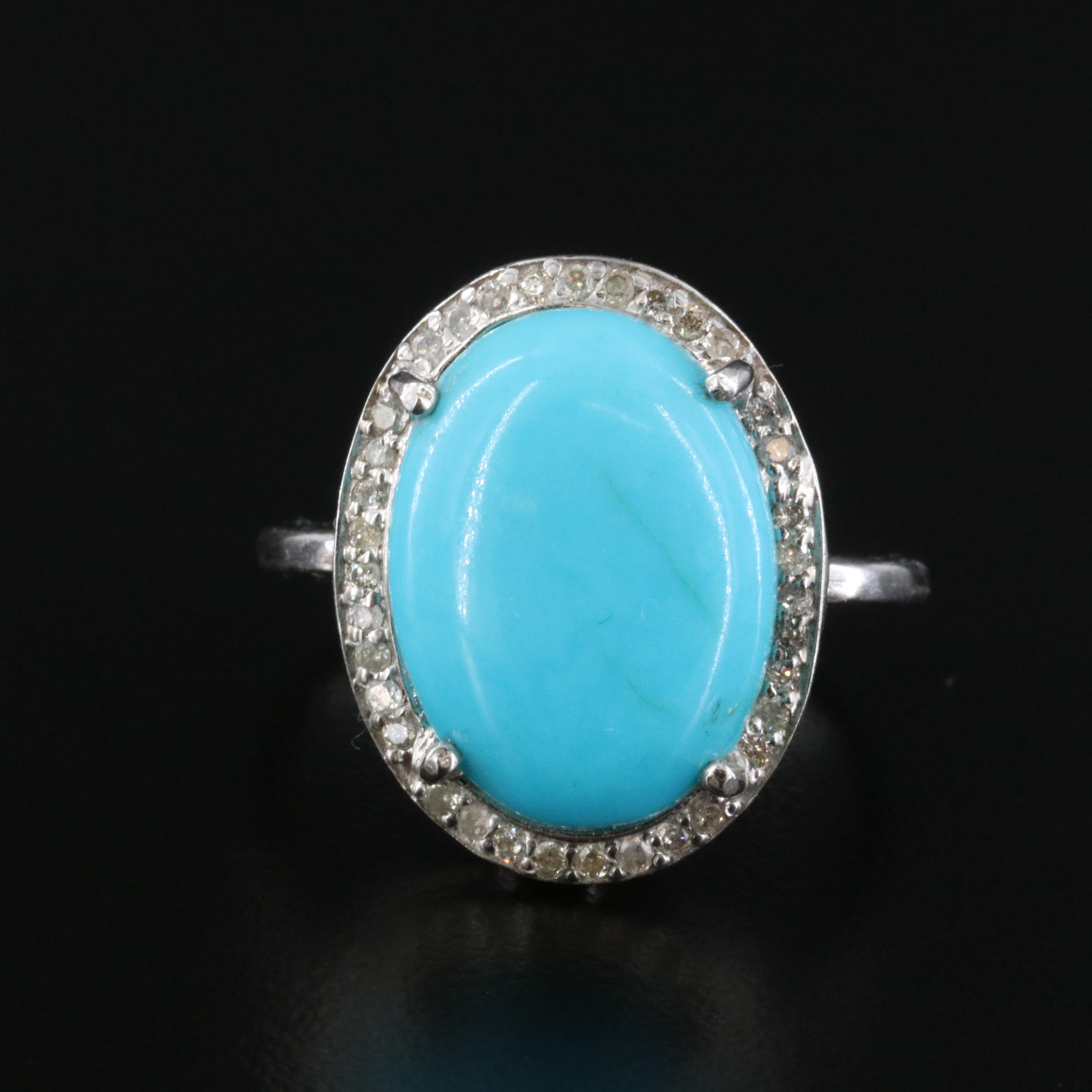 Sterling Turquoise and Diamond Ring