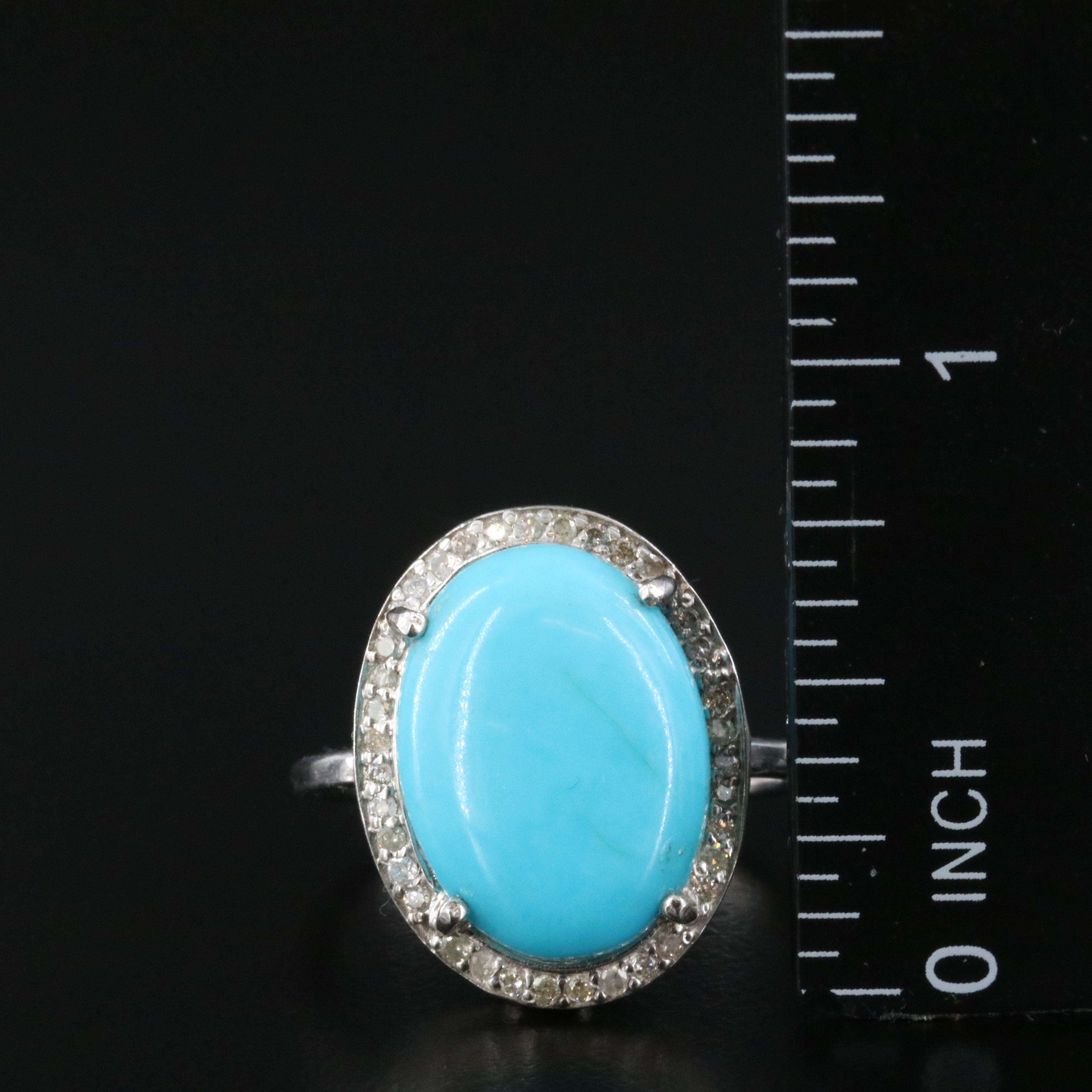 Sterling Turquoise and Diamond Ring