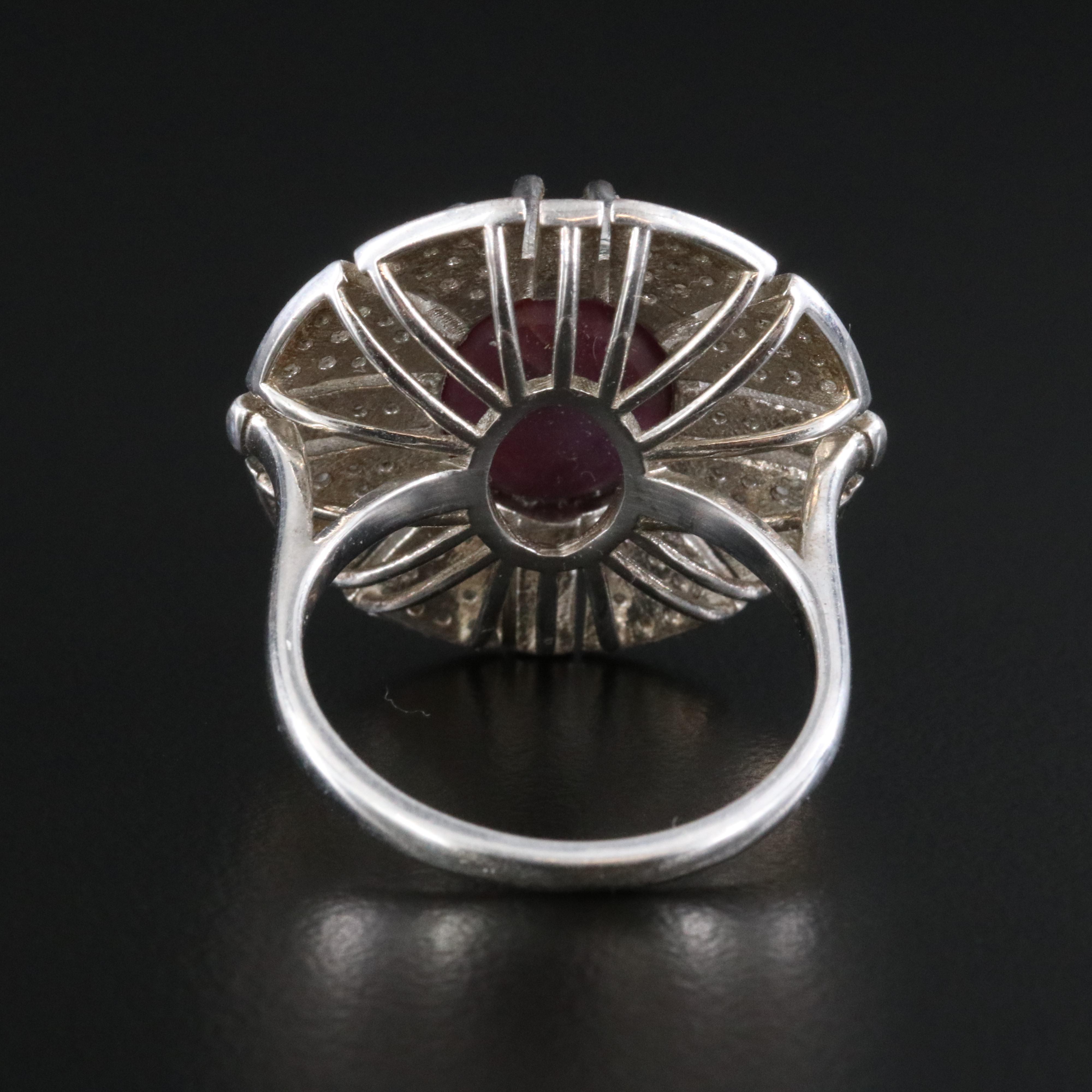Sterling Star Ruby and Diamond Ring