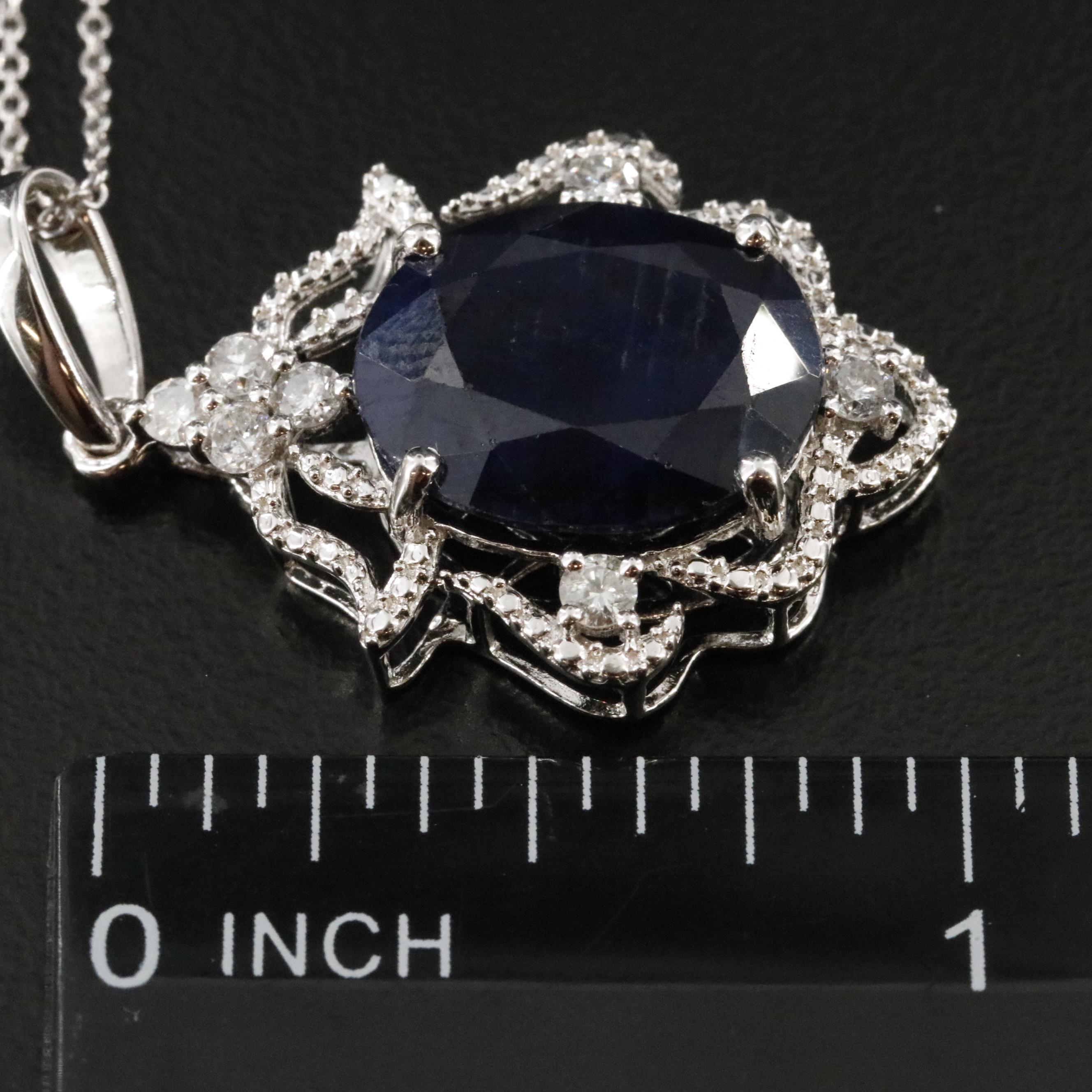 Oscar Friedman Sterling Filled Corundum and Diamond Pendant Necklacve