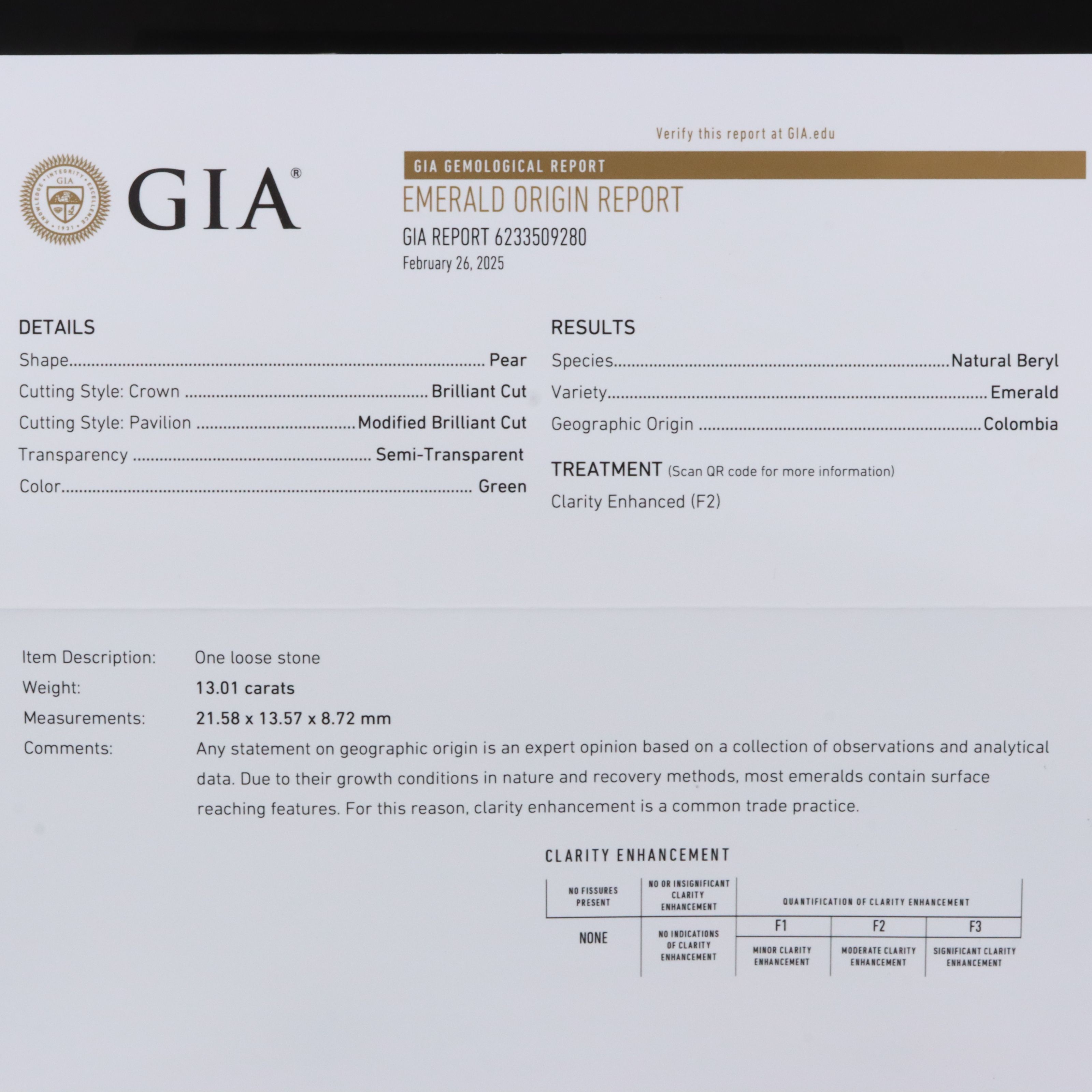 14K 13.01 CT Colombian Emerald and 1.01 CTW Diamond Necklace with GIA Report