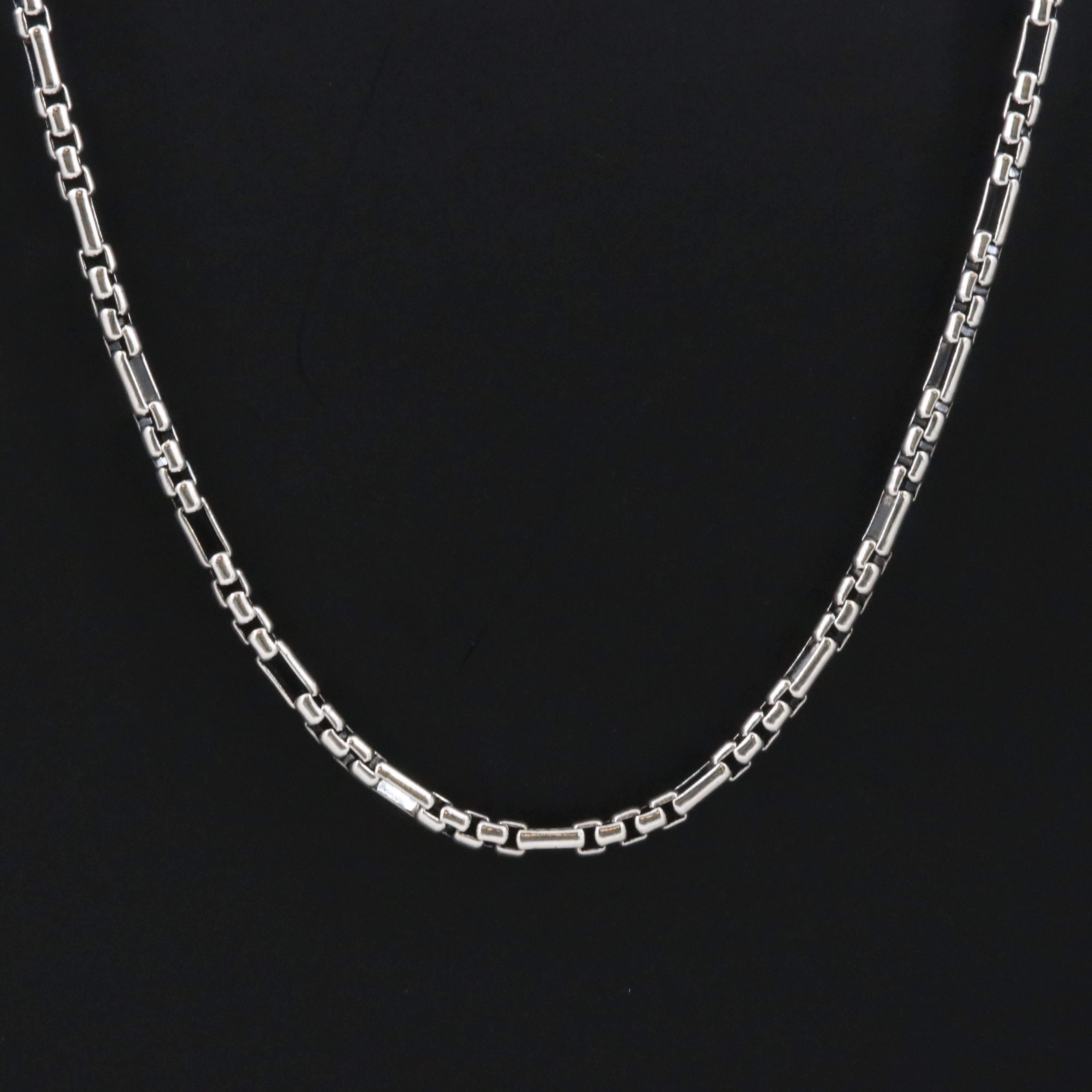 David Yurman Sterling Open Station Box Chain Necklace