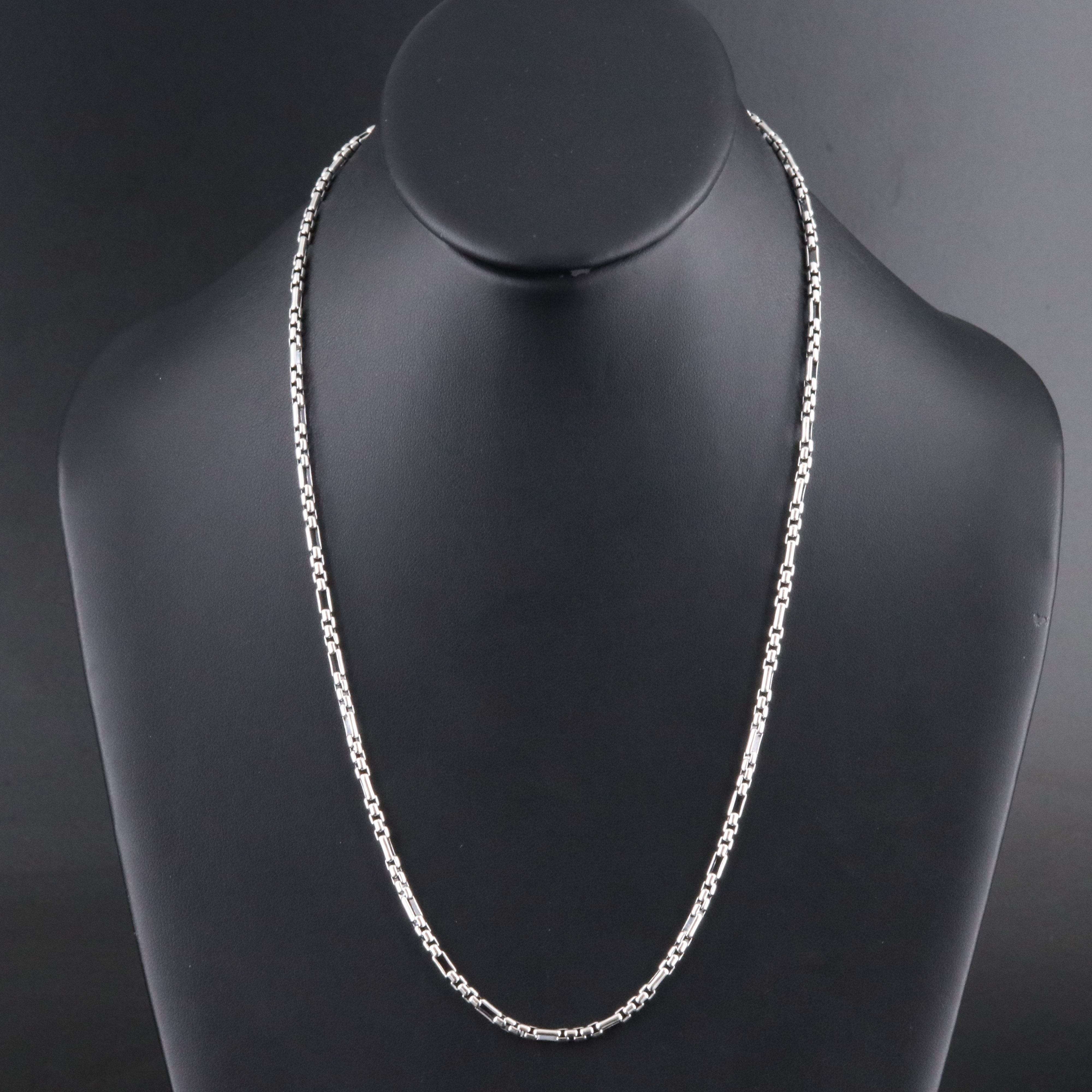 David Yurman Sterling Open Station Box Chain Necklace