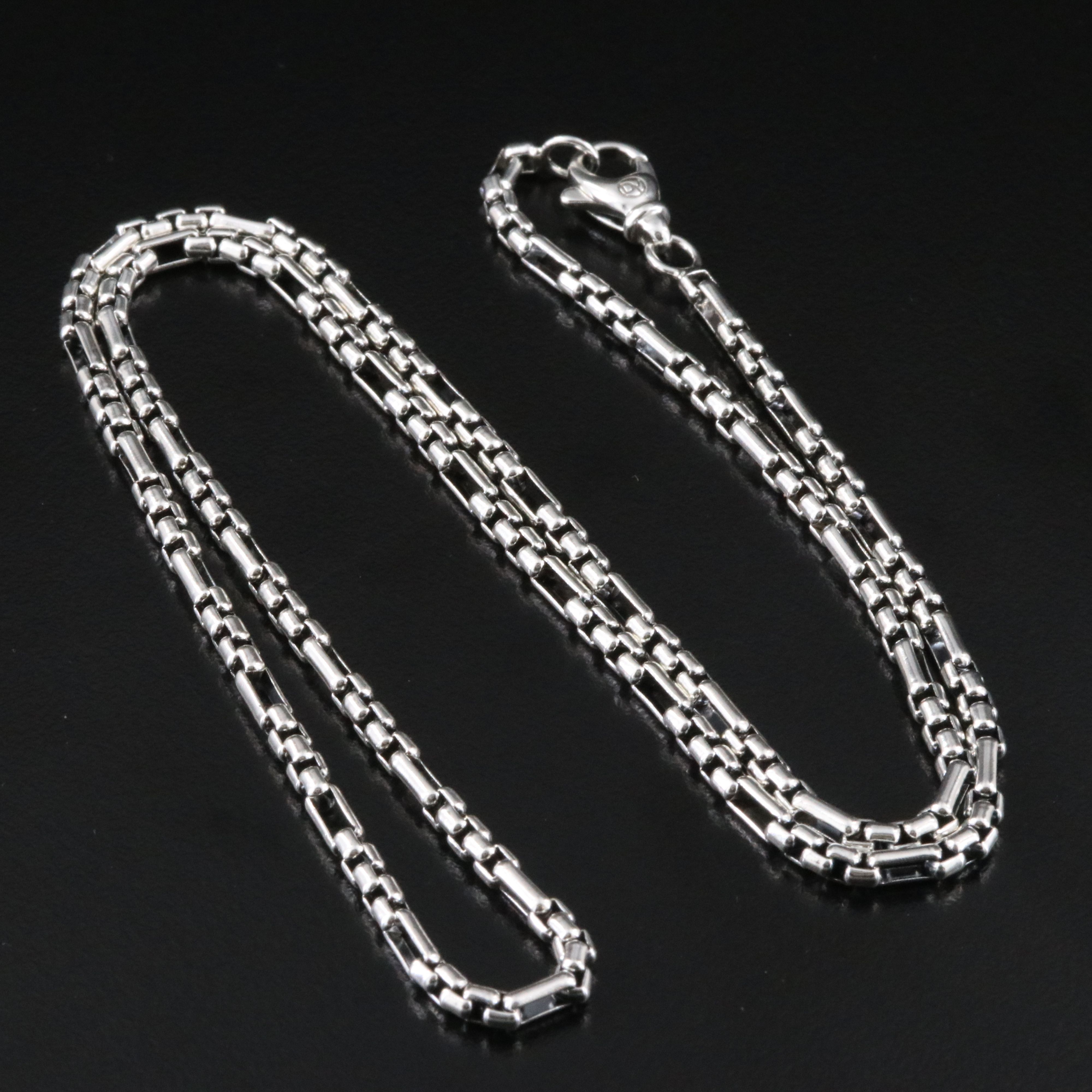 David Yurman Sterling Open Station Box Chain Necklace