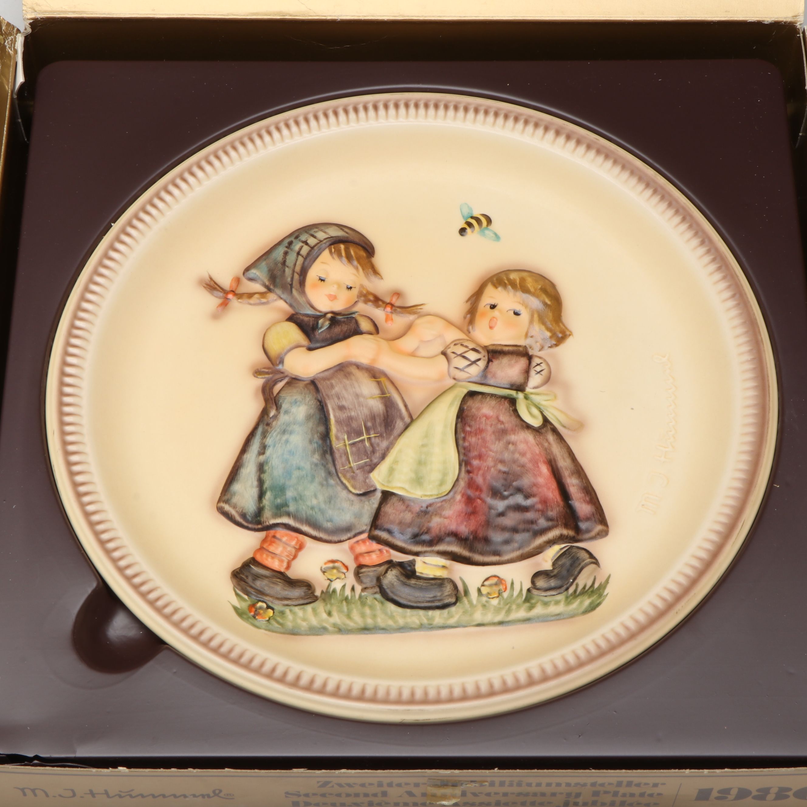 Goebel M.J. Hummel Porcelain Bas-Relief Collector Plates with Wood Frames
