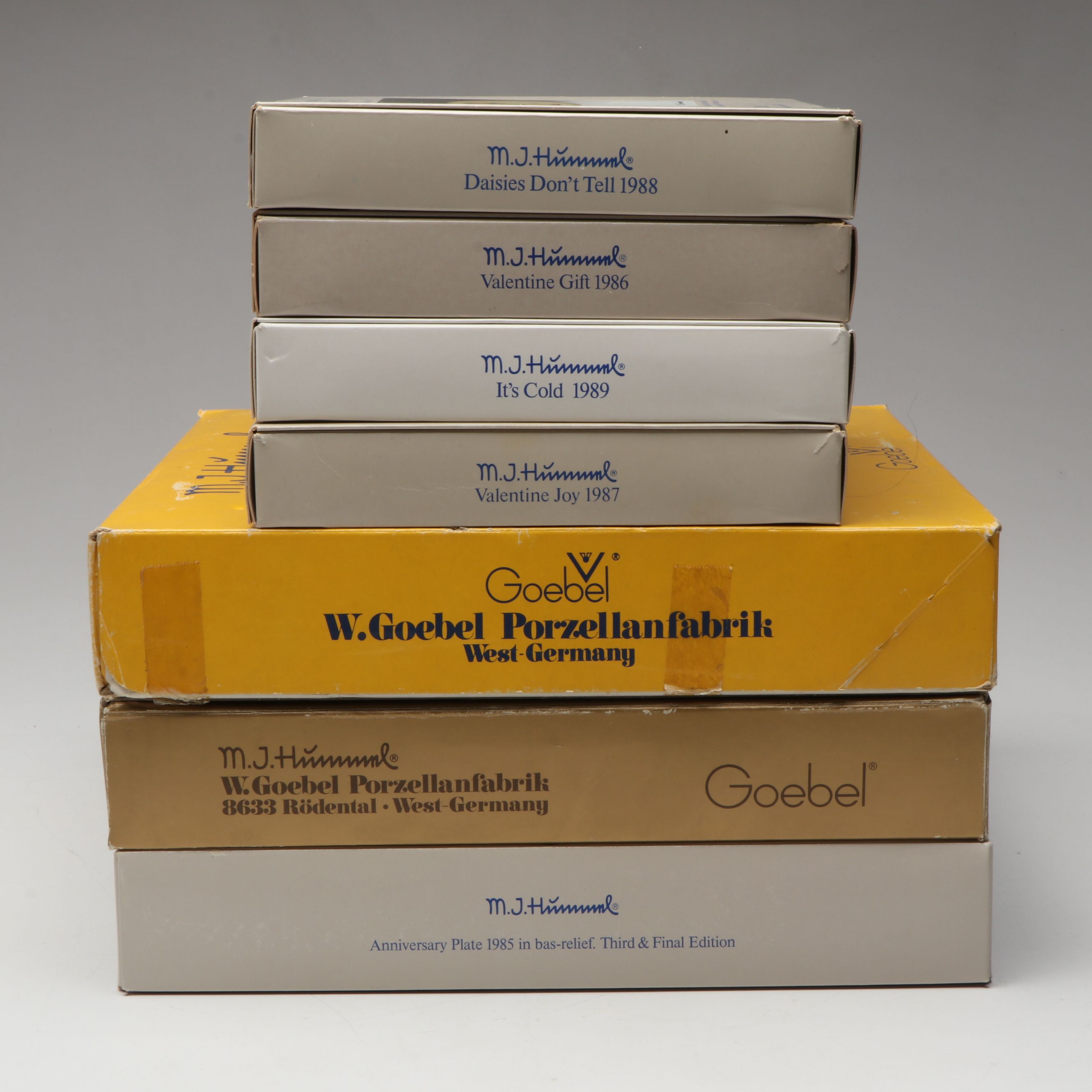 Goebel M.J. Hummel Porcelain Bas-Relief Collector Plates with Wood Frames
