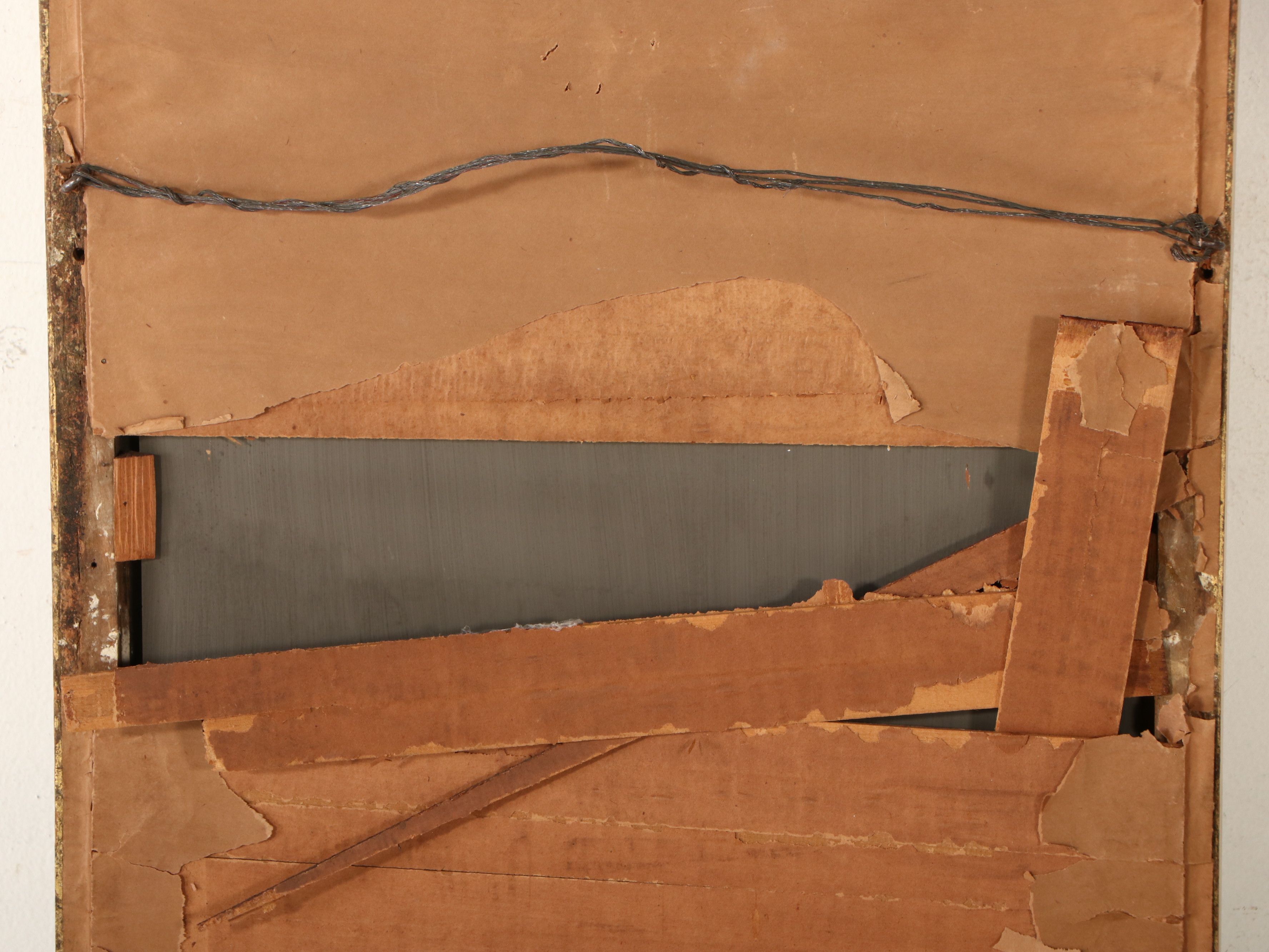 Empire Style Giltwood Trumeau Mirror with Reverse Painted Glass Landscape Scene