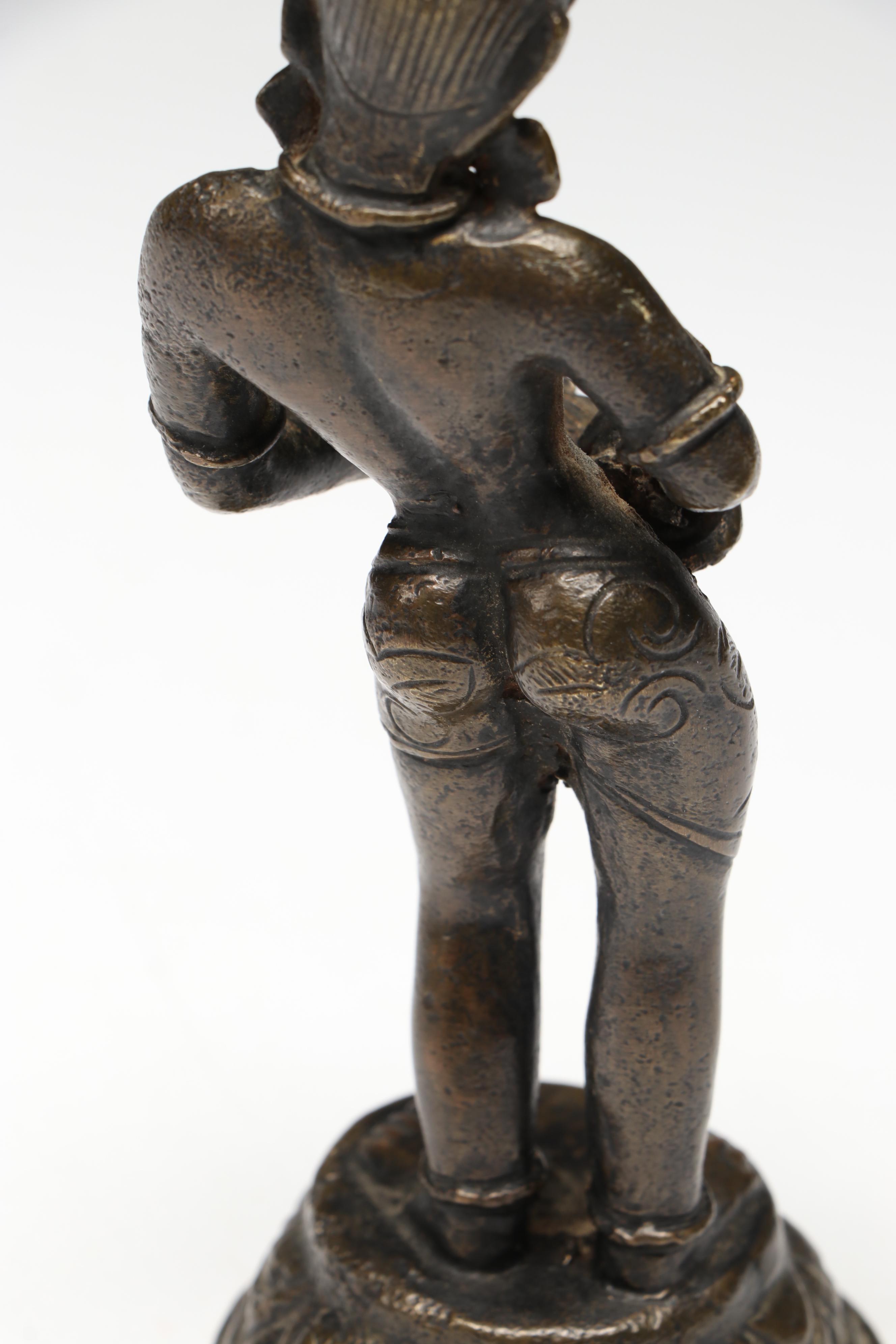 Indian Bronzed Metal Parvati Standing on Louts Statue