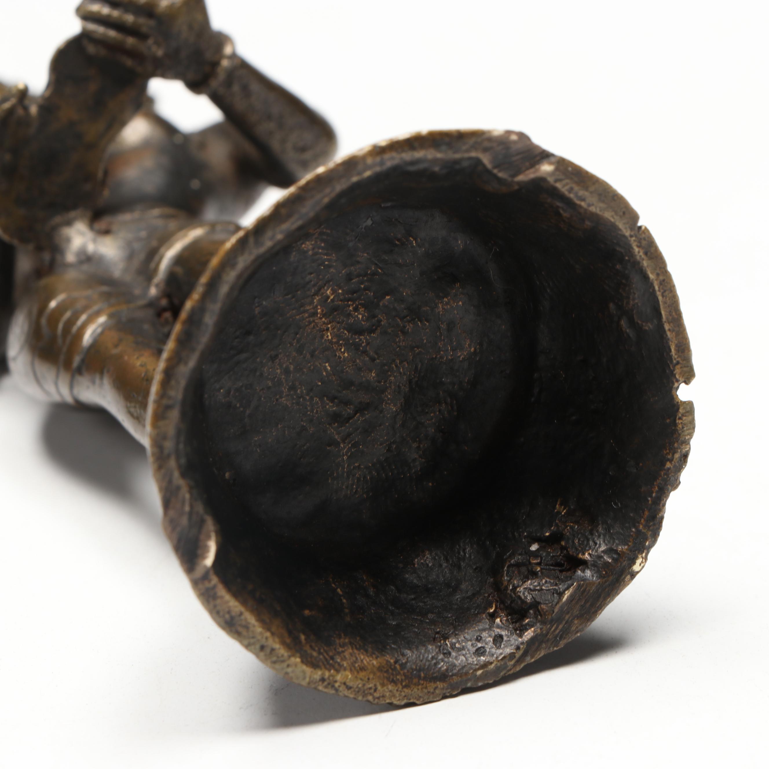 Indian Bronzed Metal Parvati Standing on Louts Statue