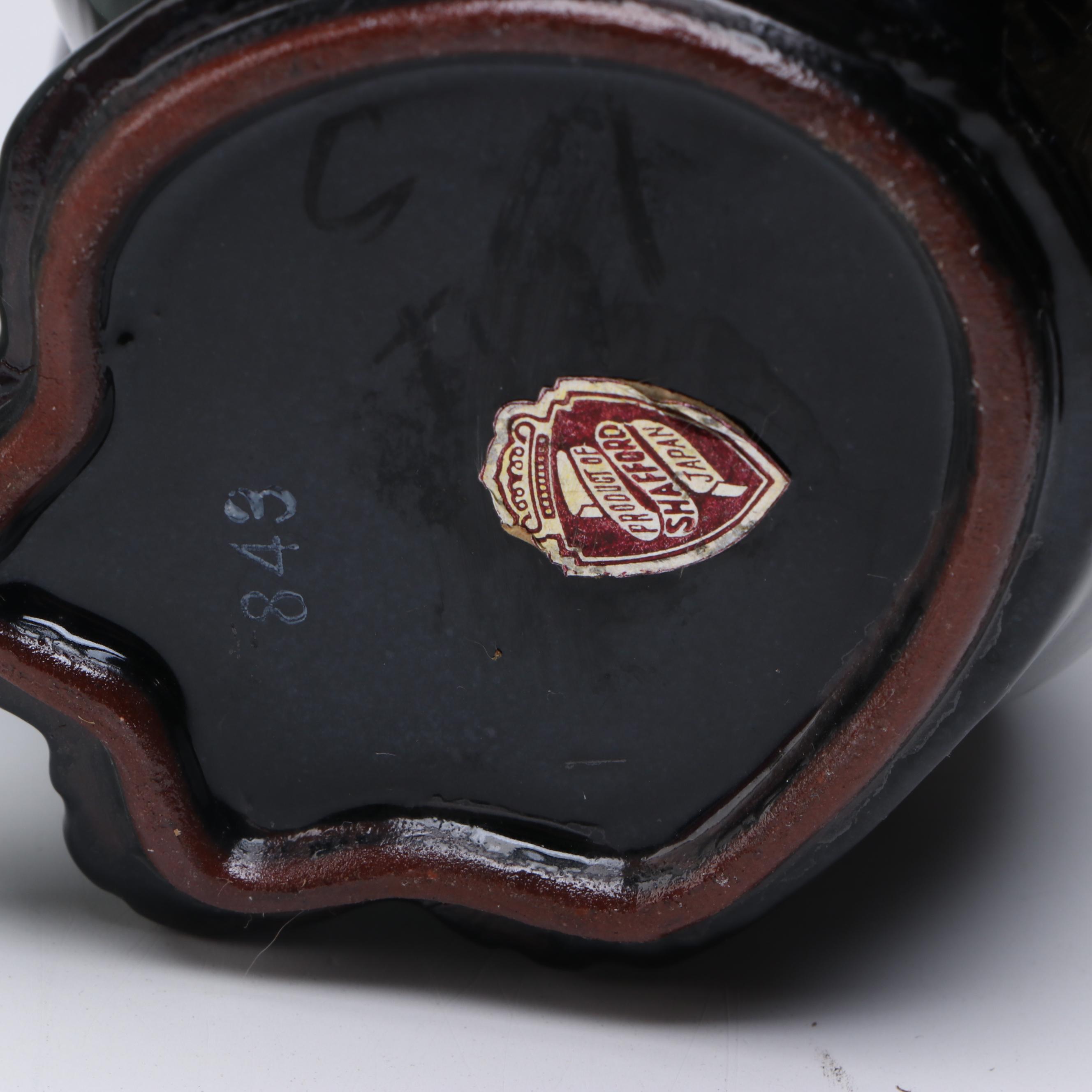 Japanese Shafford Ceramic Cat Cruet with Glass Pitchers and Fairy Lamp