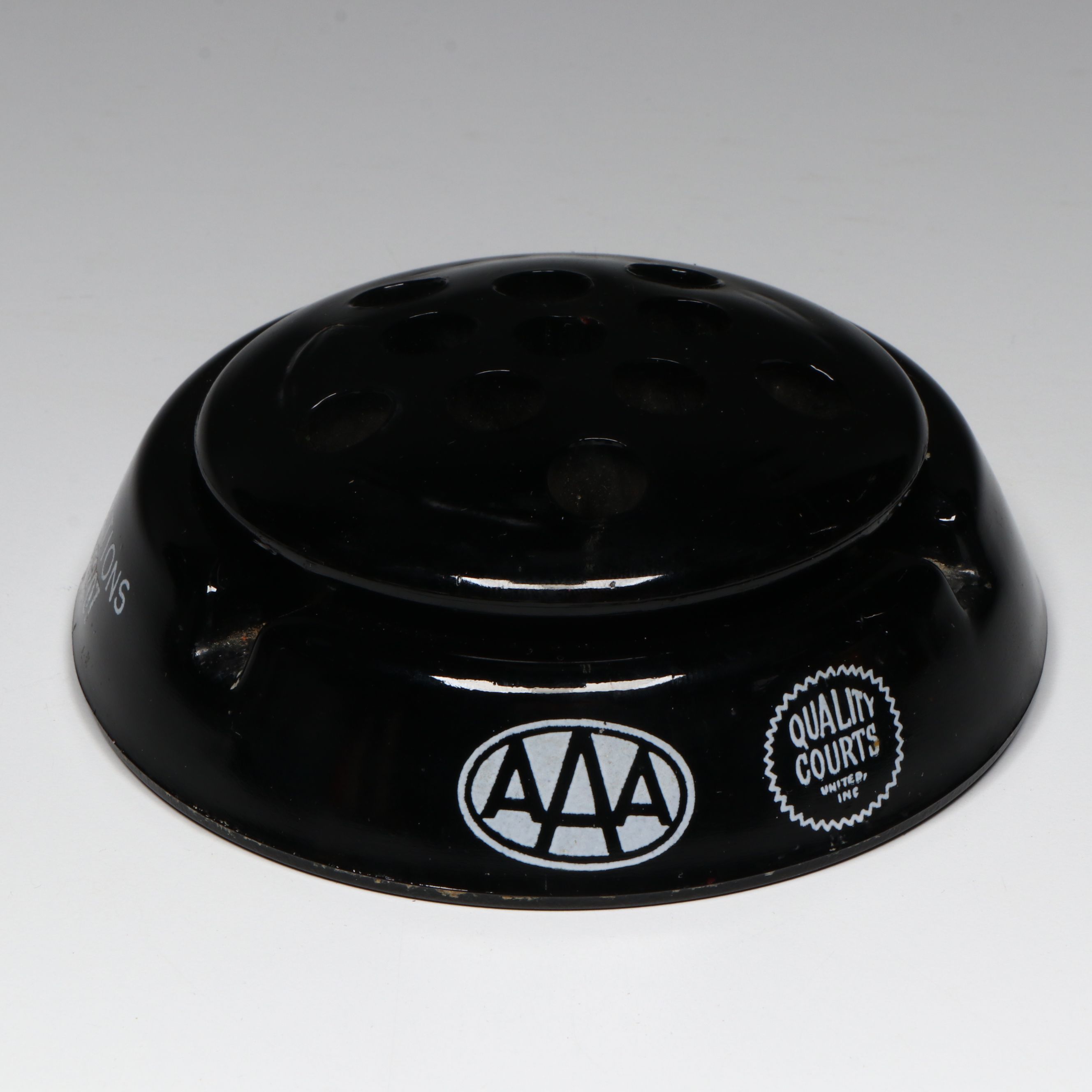 Black Glass Restaurant, Hotel, Casino Souvenir Ashtrays & Flower Frog, Vintage