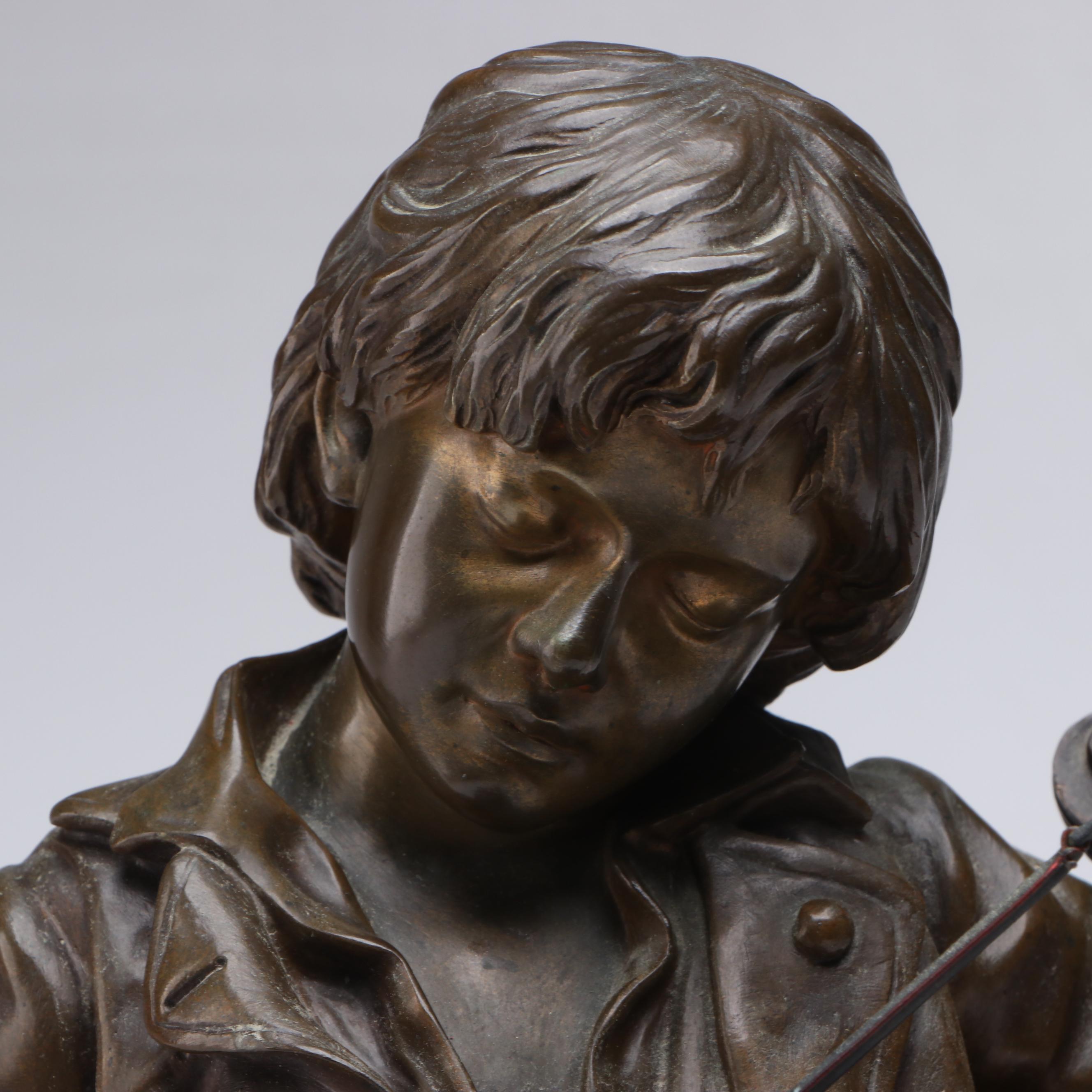 Bronze Sculpture After Léon Tharel "Sleeping Fiddler"