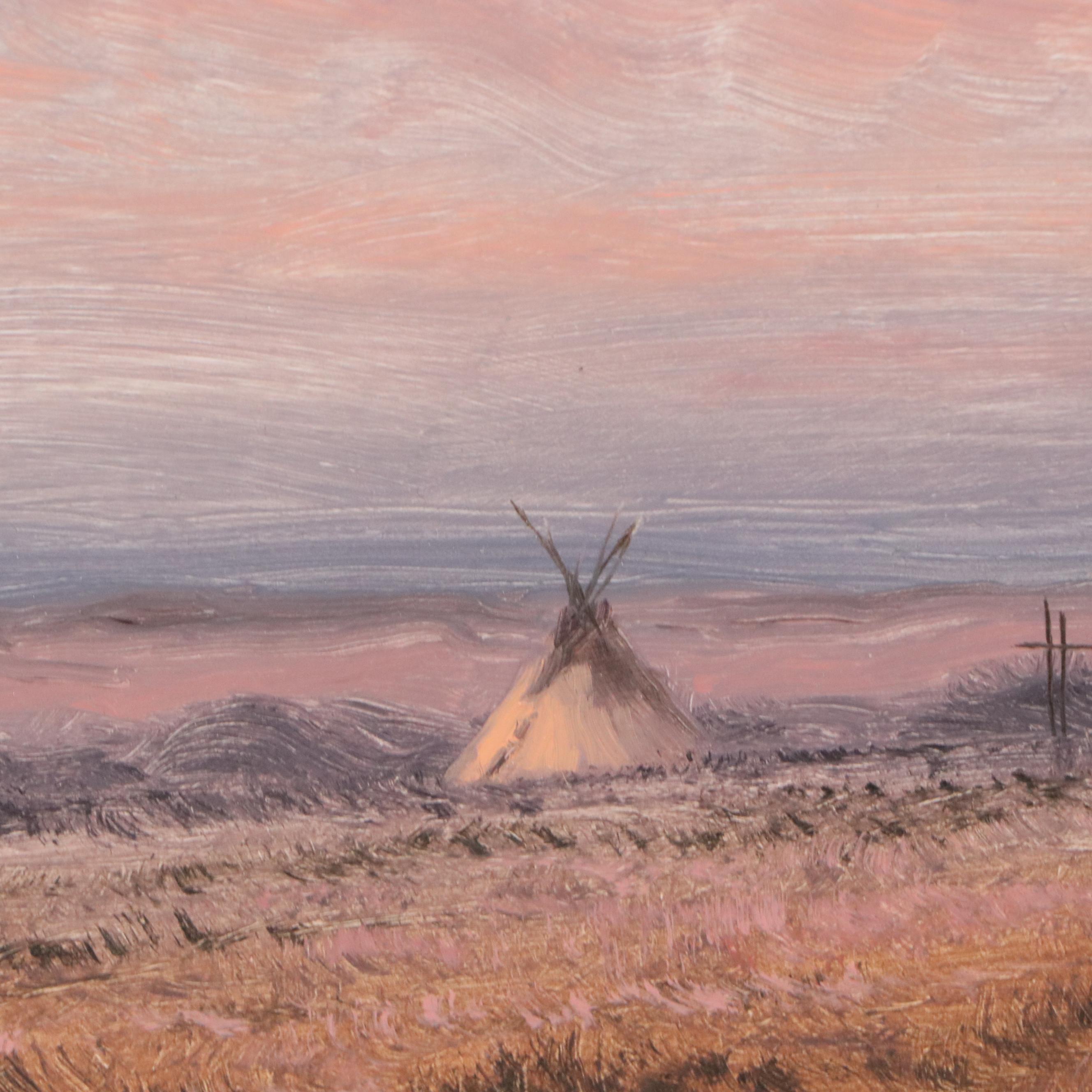 Charles Waldman Oil Painting "Sunset Village," 1949