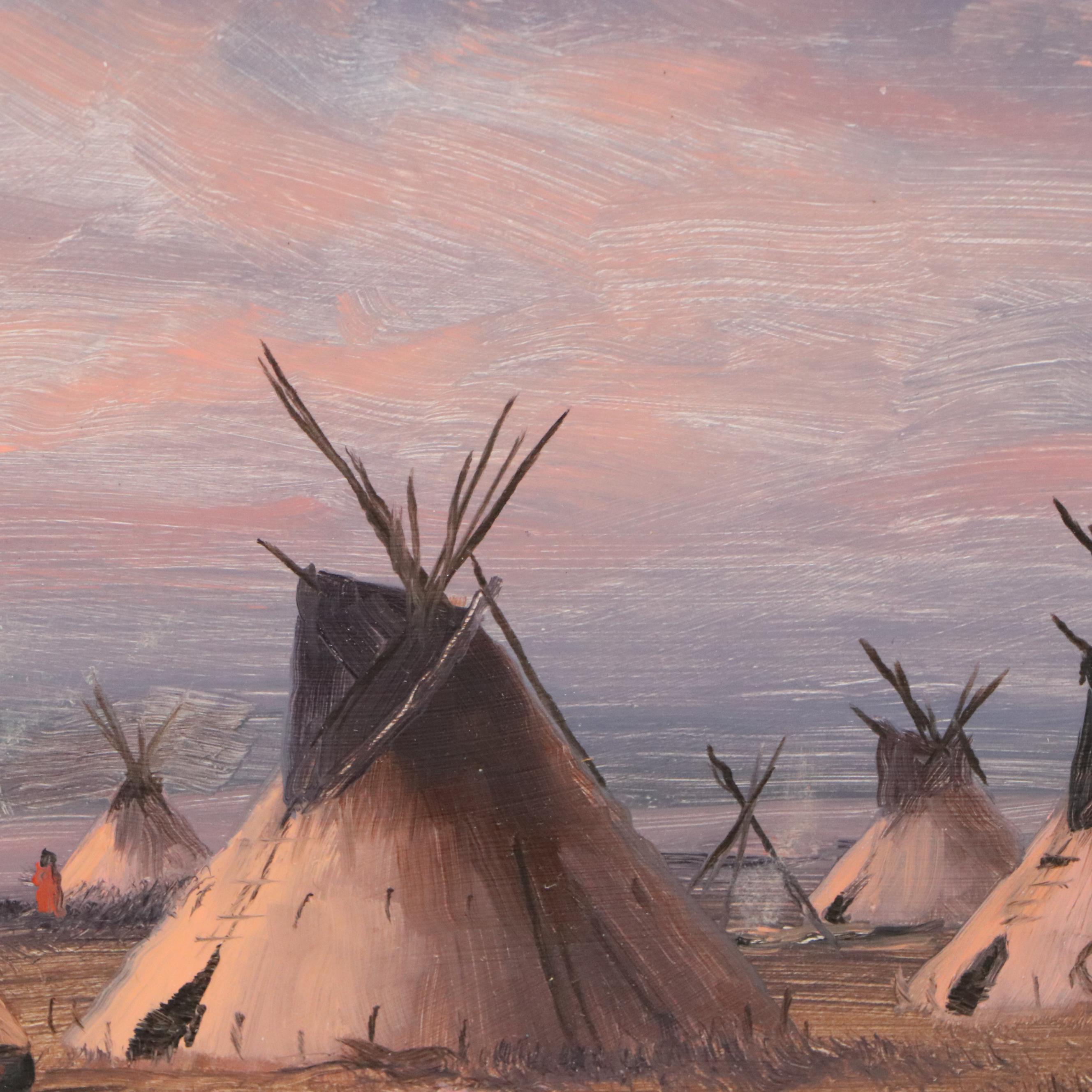 Charles Waldman Oil Painting "Sunset Village," 1949