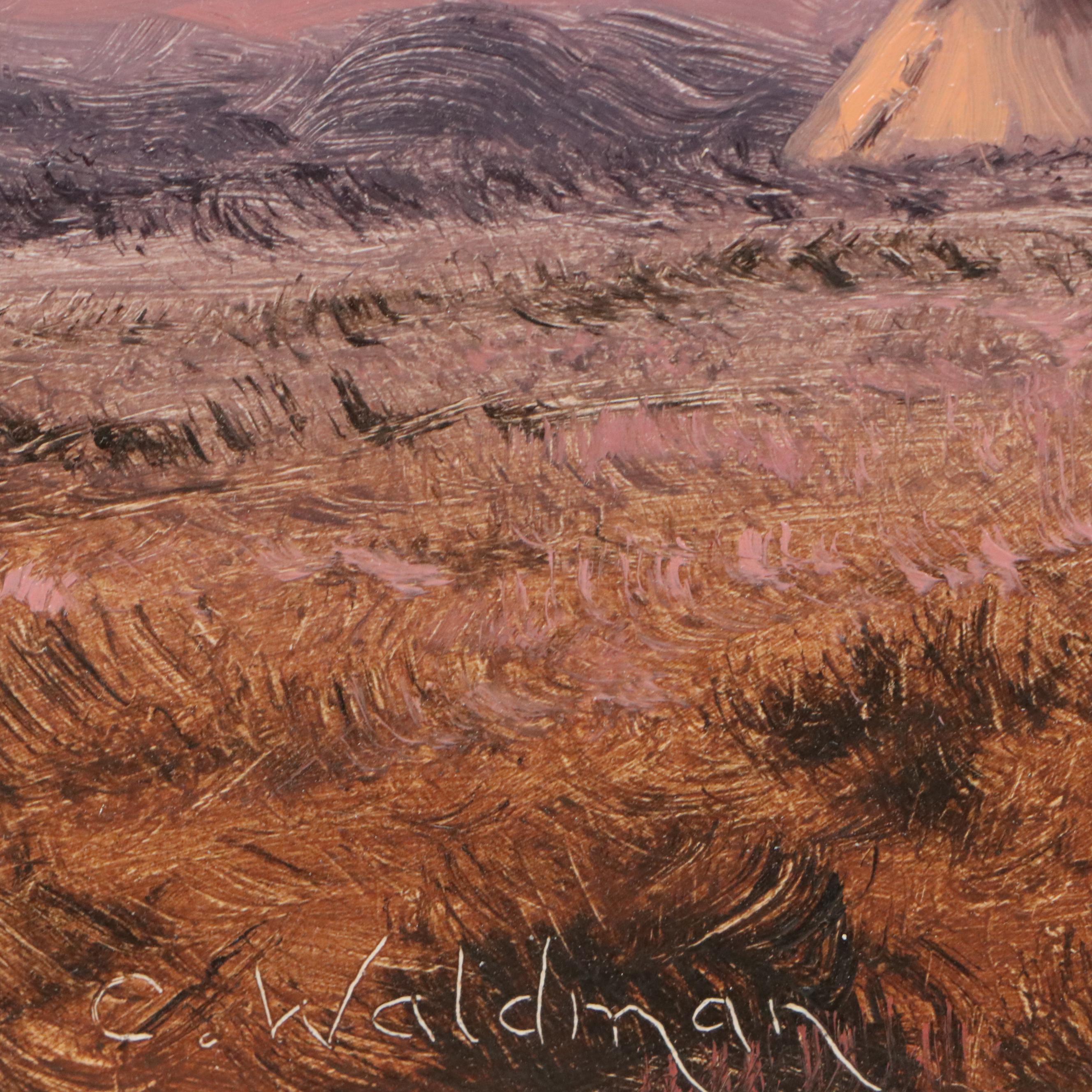 Charles Waldman Oil Painting "Sunset Village," 1949