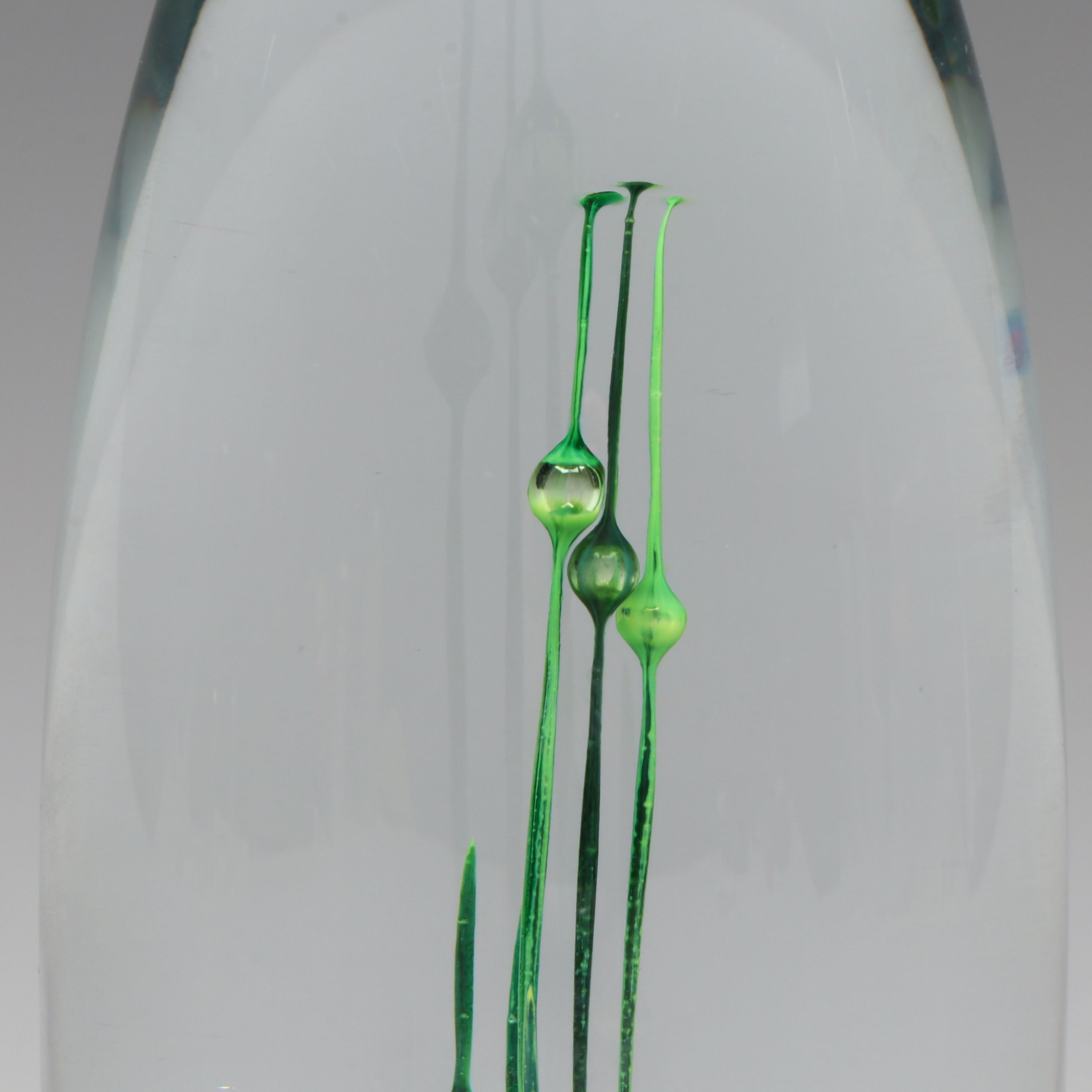 Rollin Bodley Green Implosion Blown Art Glass Sculpture, 1978