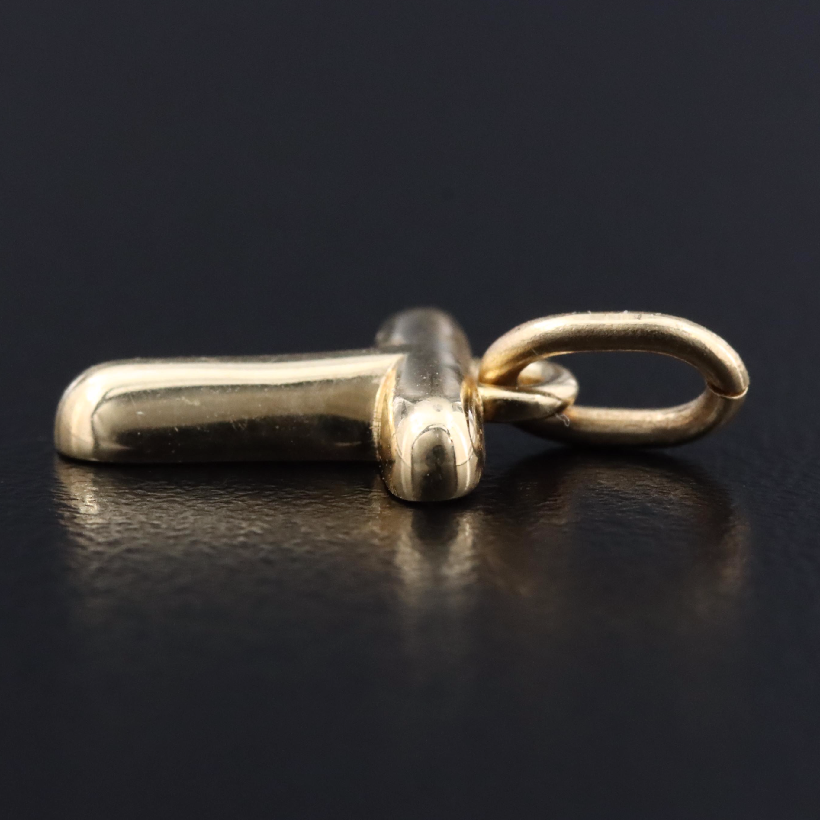 14K Letter "T" Charm Pendant