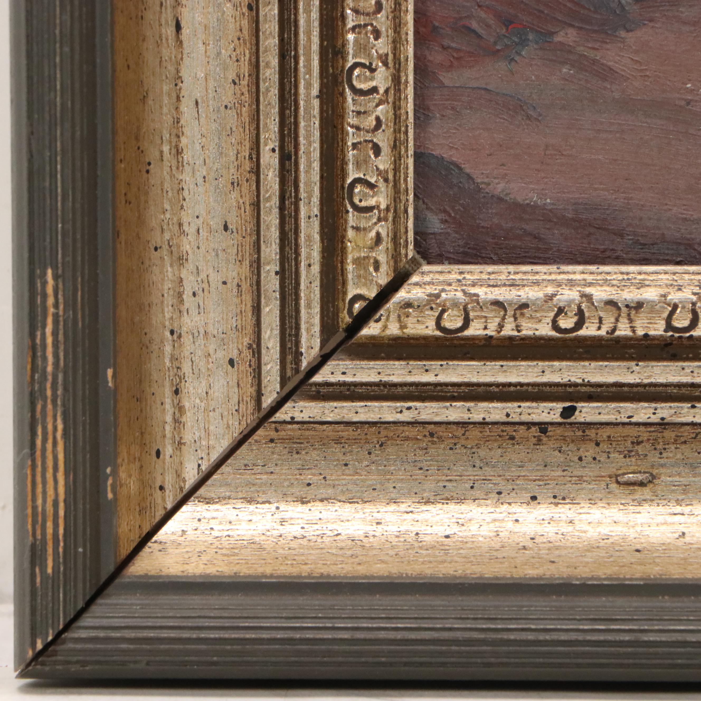 Maude Leach Oil Painting of Dark River Landscape, Late 19th Century