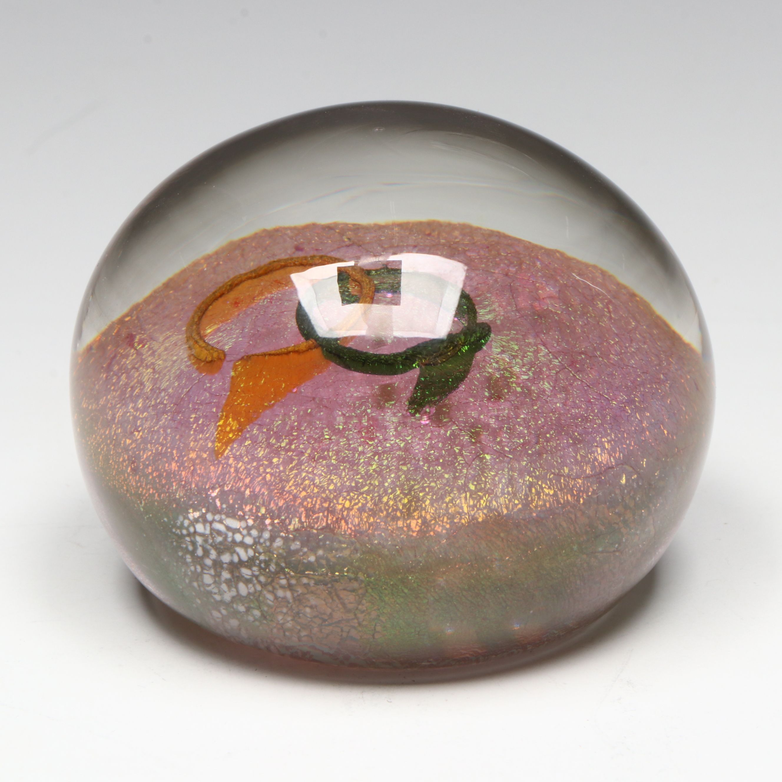 Dominick Labino Hand-Blown Dichroic Art Glass Paperweight, 1976
