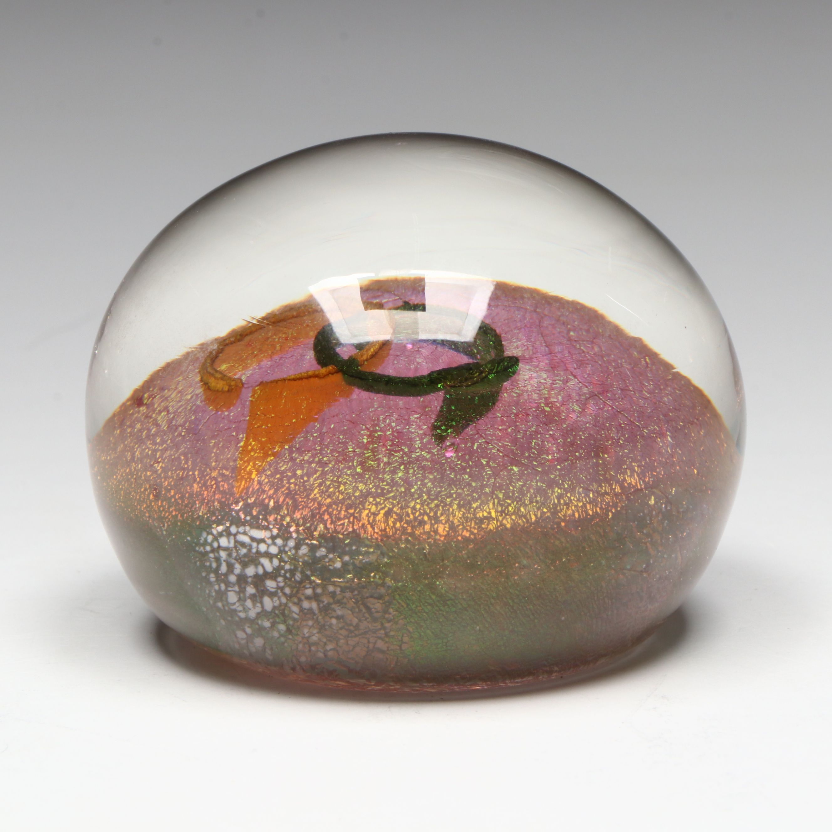 Dominick Labino Hand-Blown Dichroic Art Glass Paperweight, 1976