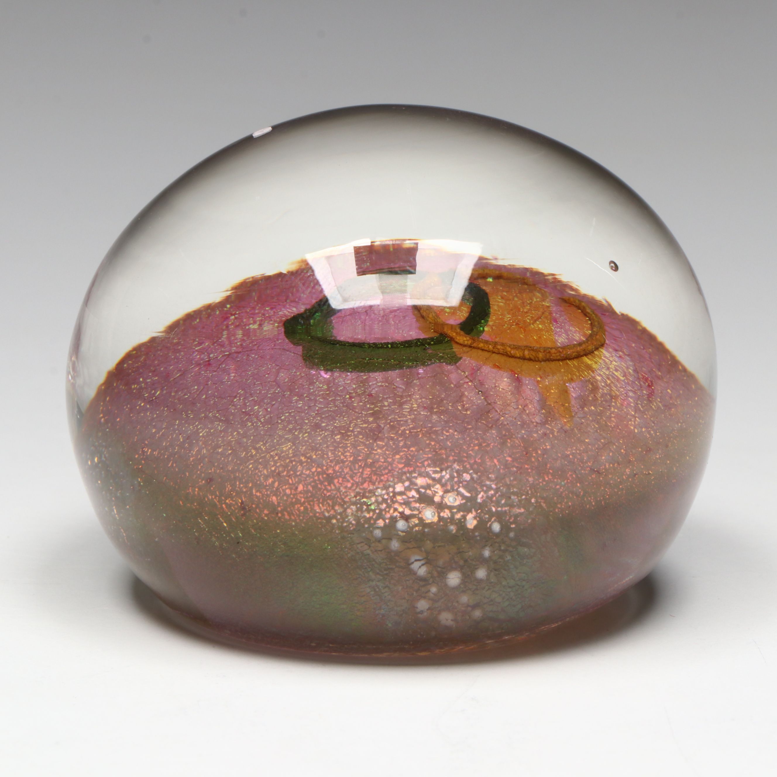 Dominick Labino Hand-Blown Dichroic Art Glass Paperweight, 1976