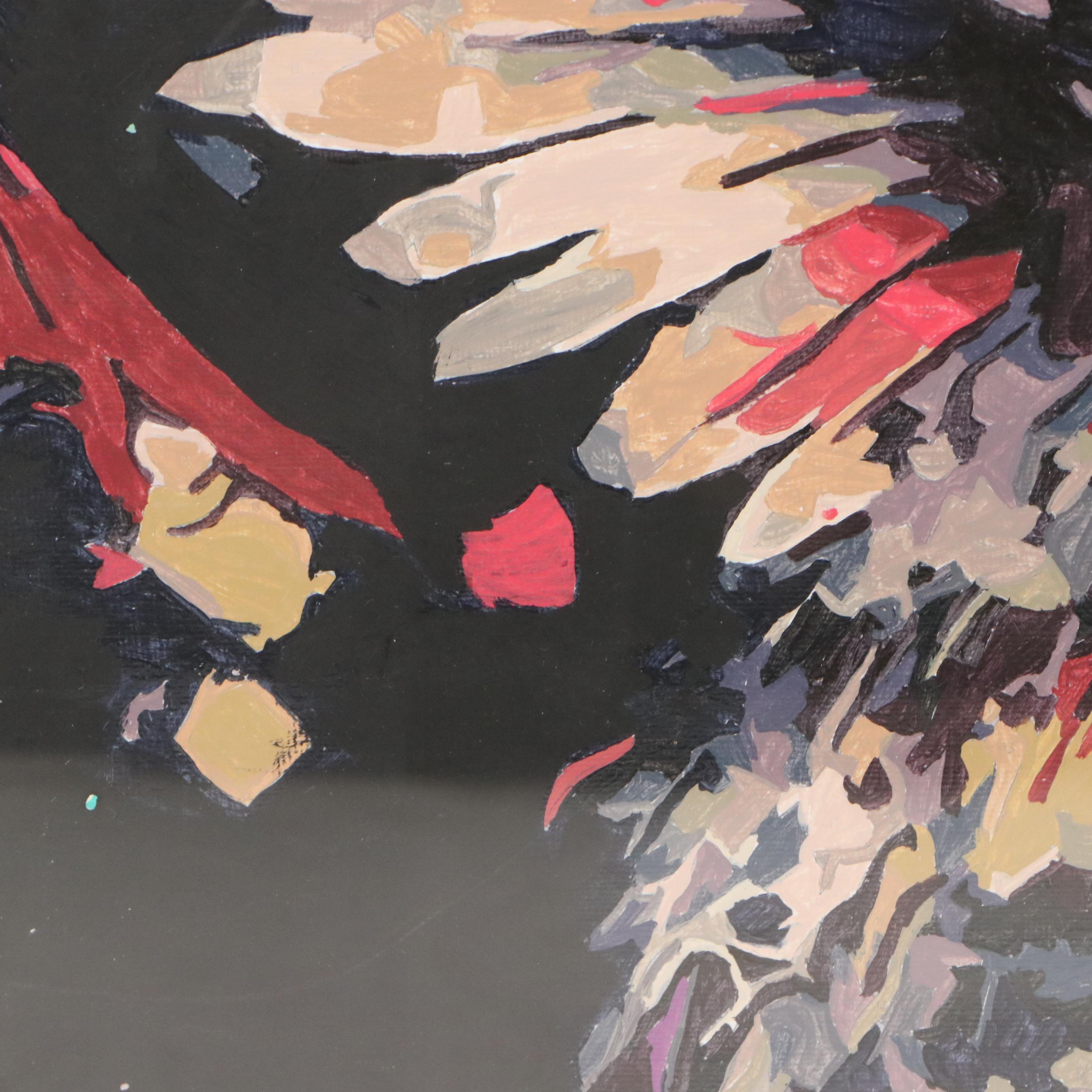 Brittony Martin Acrylic Painting of Colorful Hummingbird, 21st Century