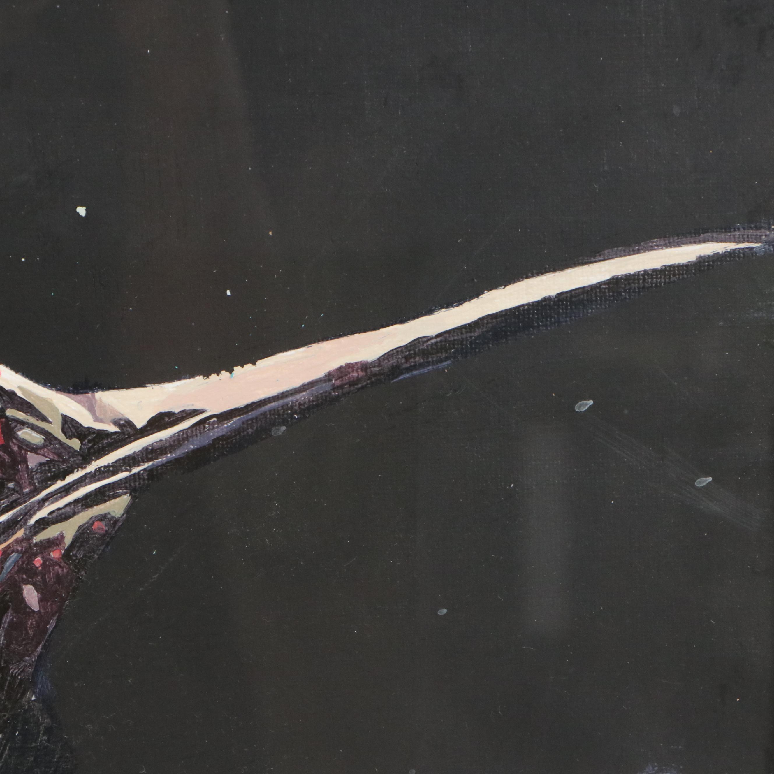 Brittony Martin Acrylic Painting of Colorful Hummingbird, 21st Century