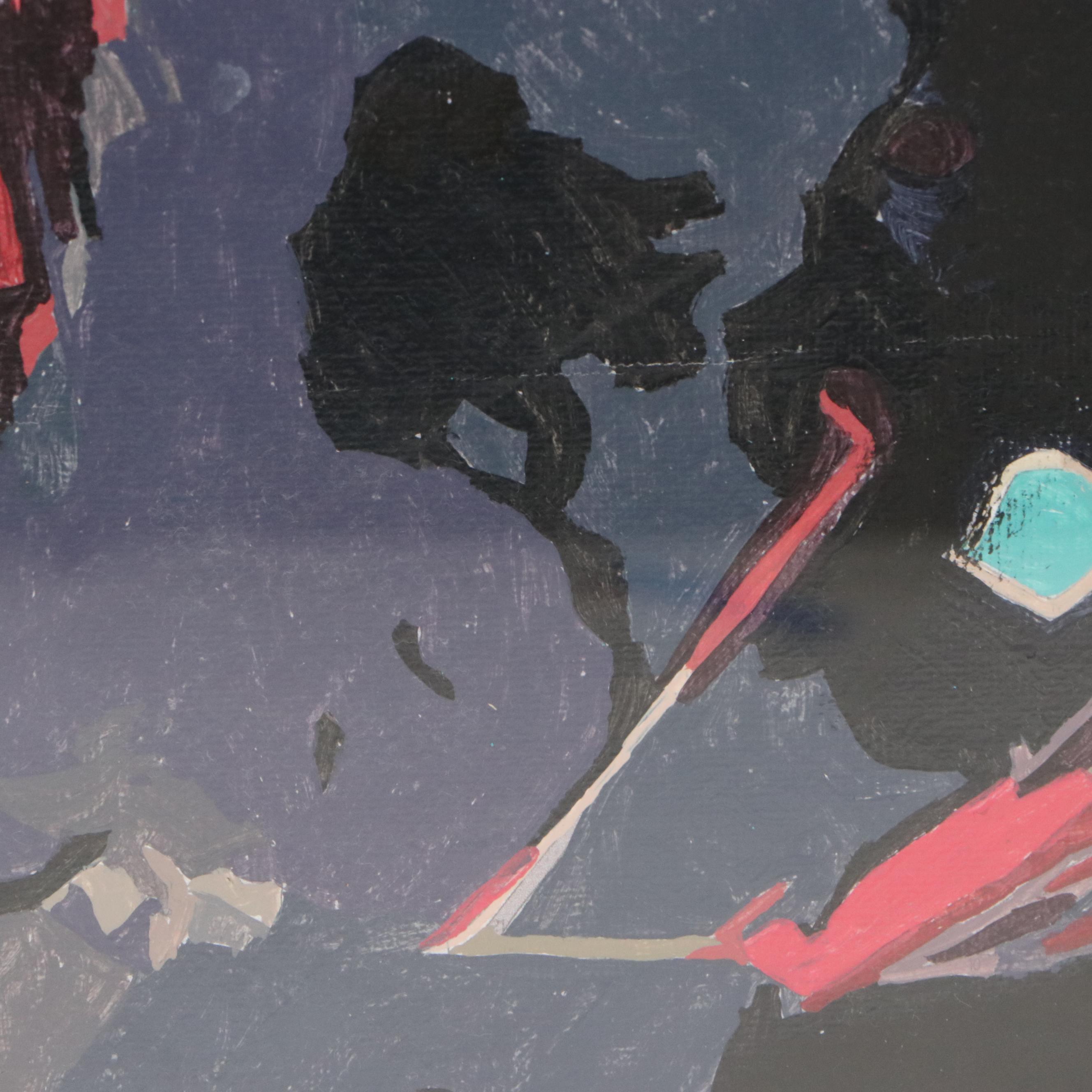 Brittony Martin Acrylic Painting of Colorful Hummingbird, 21st Century