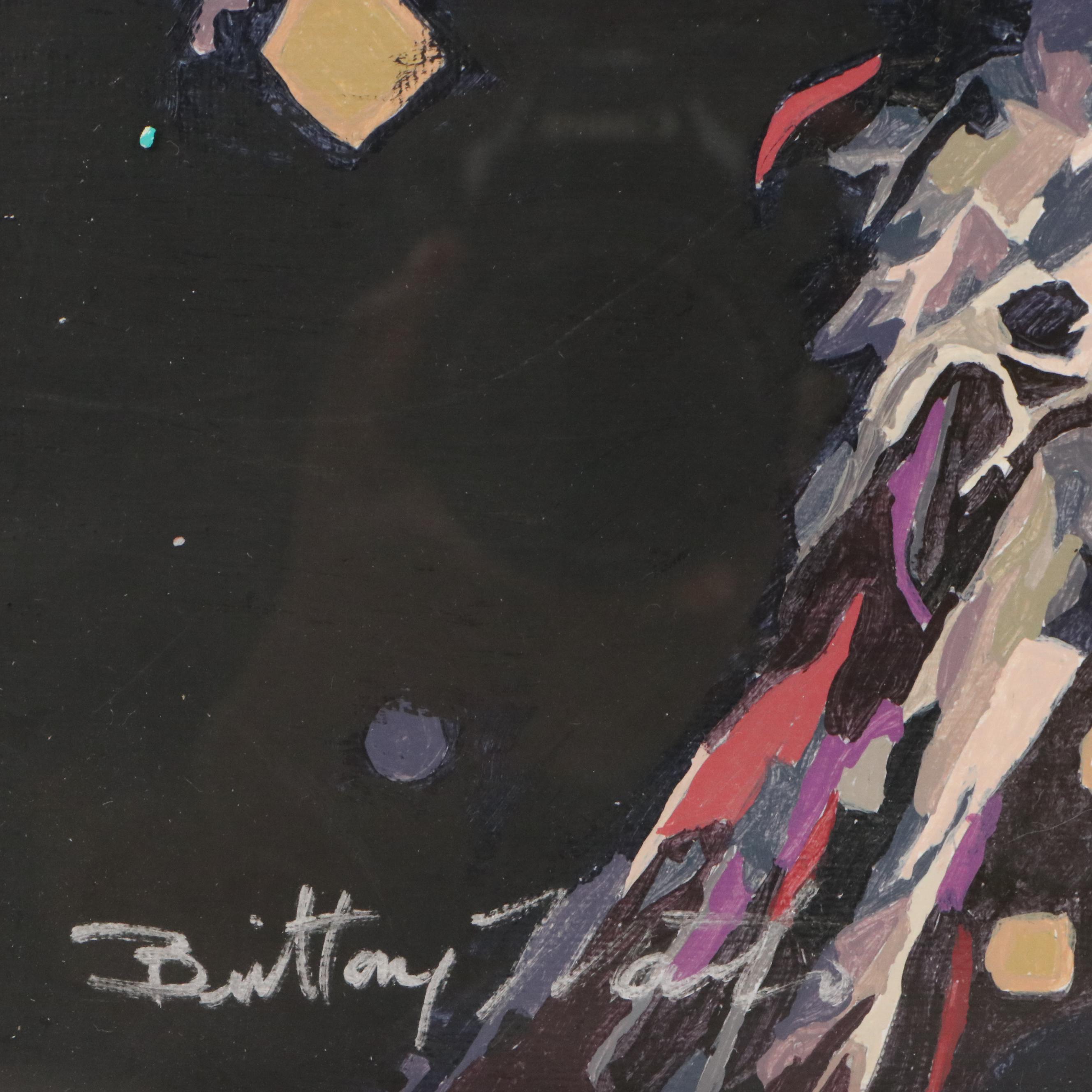 Brittony Martin Acrylic Painting of Colorful Hummingbird, 21st Century