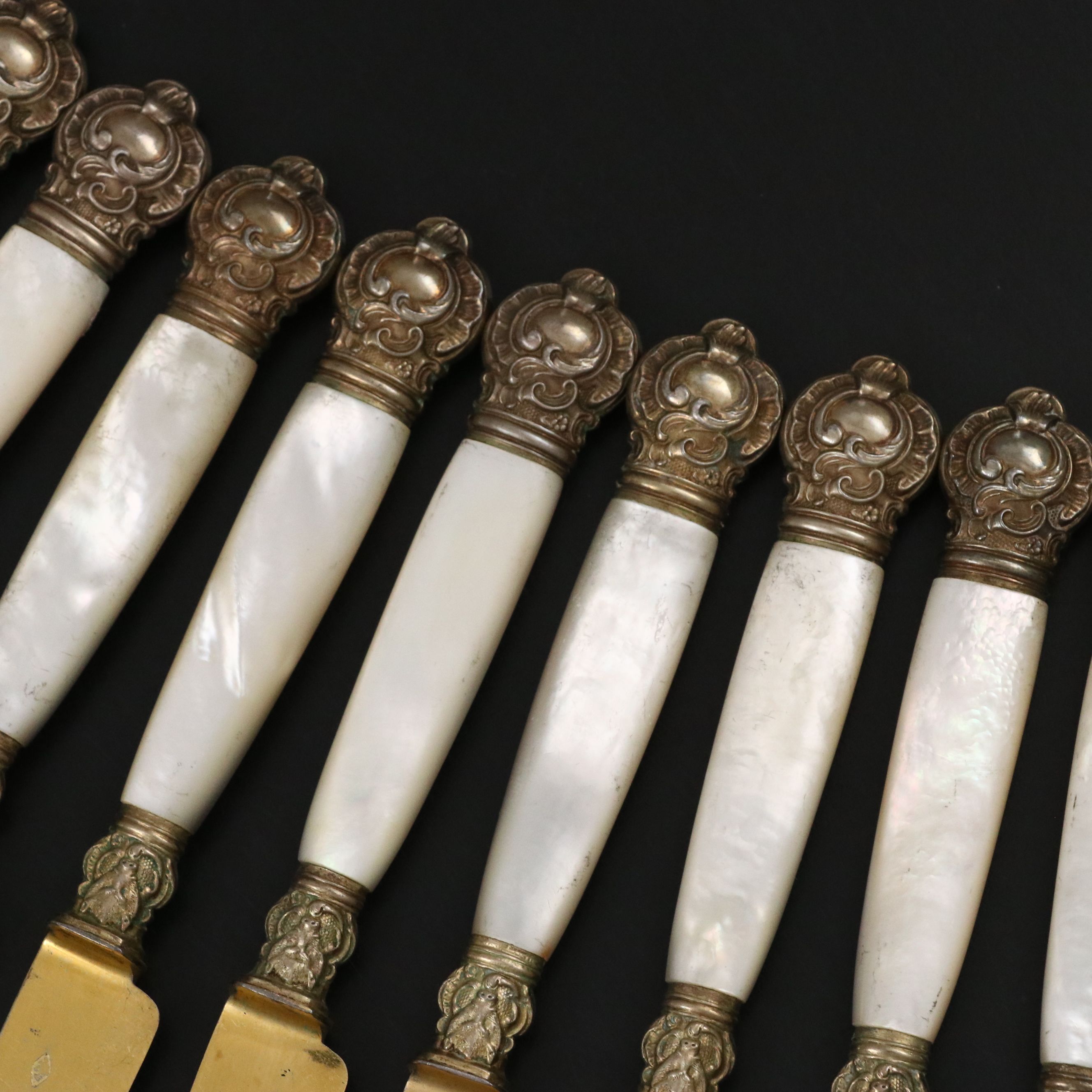 Victorian Style Mother-of-Pearl Handled Brass Bladed Knives