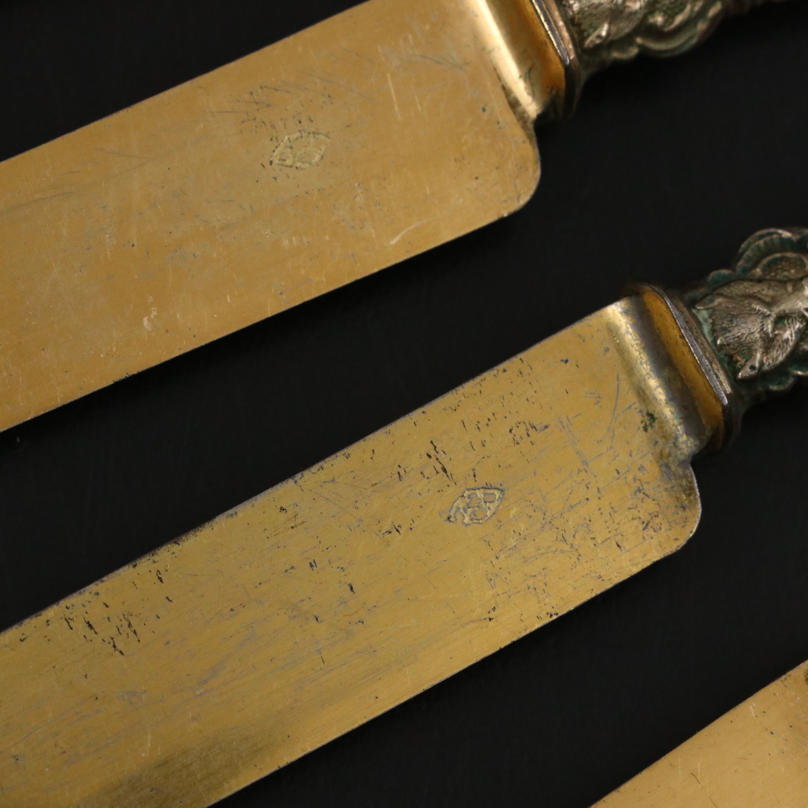 Victorian Style Mother-of-Pearl Handled Brass Bladed Knives