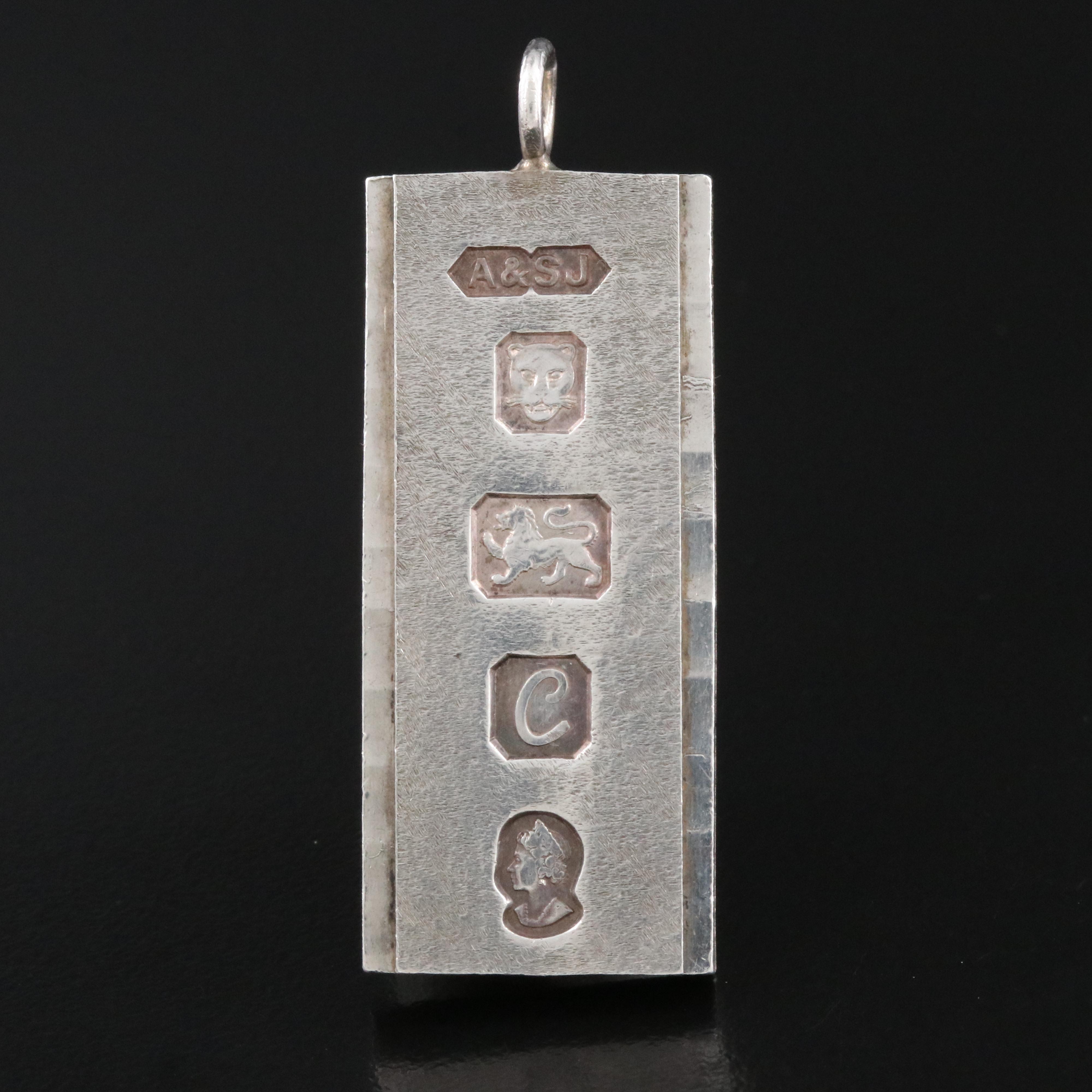 1977 Sterling Silver Jubilee Ingot Pendant