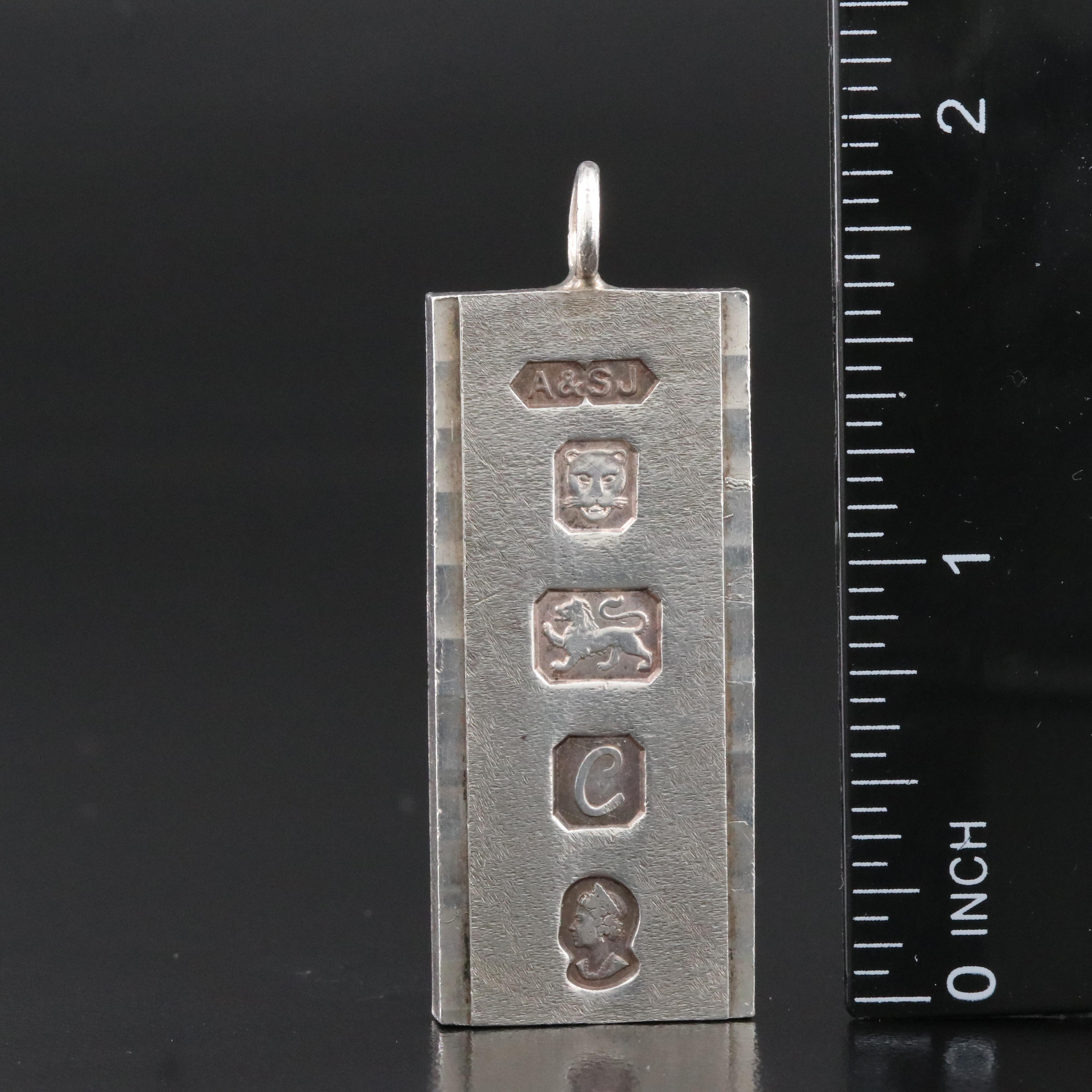 1977 Sterling Silver Jubilee Ingot Pendant