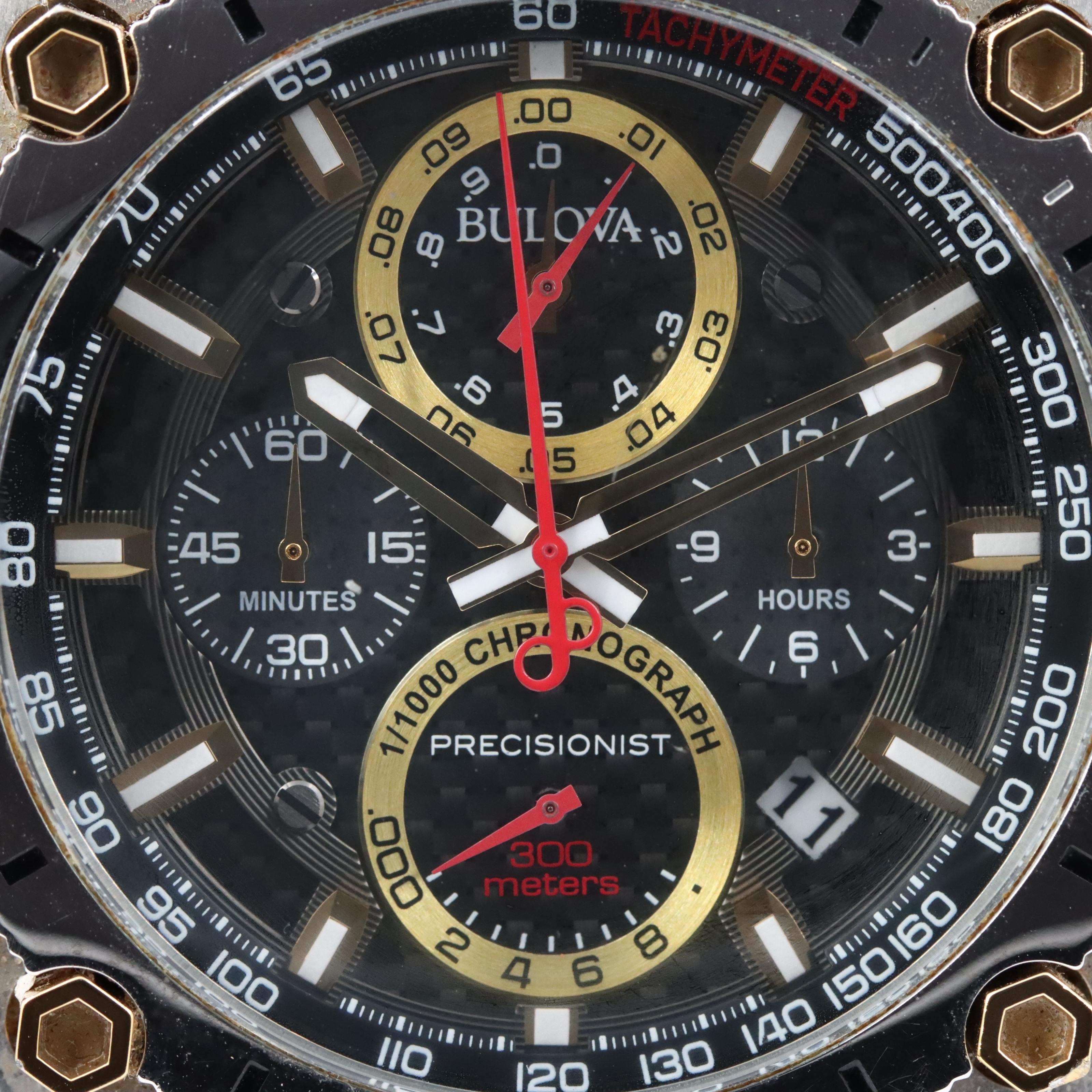 Bulova Precisionist Chronograph Black Dial Two-Tone Watch 98B228
