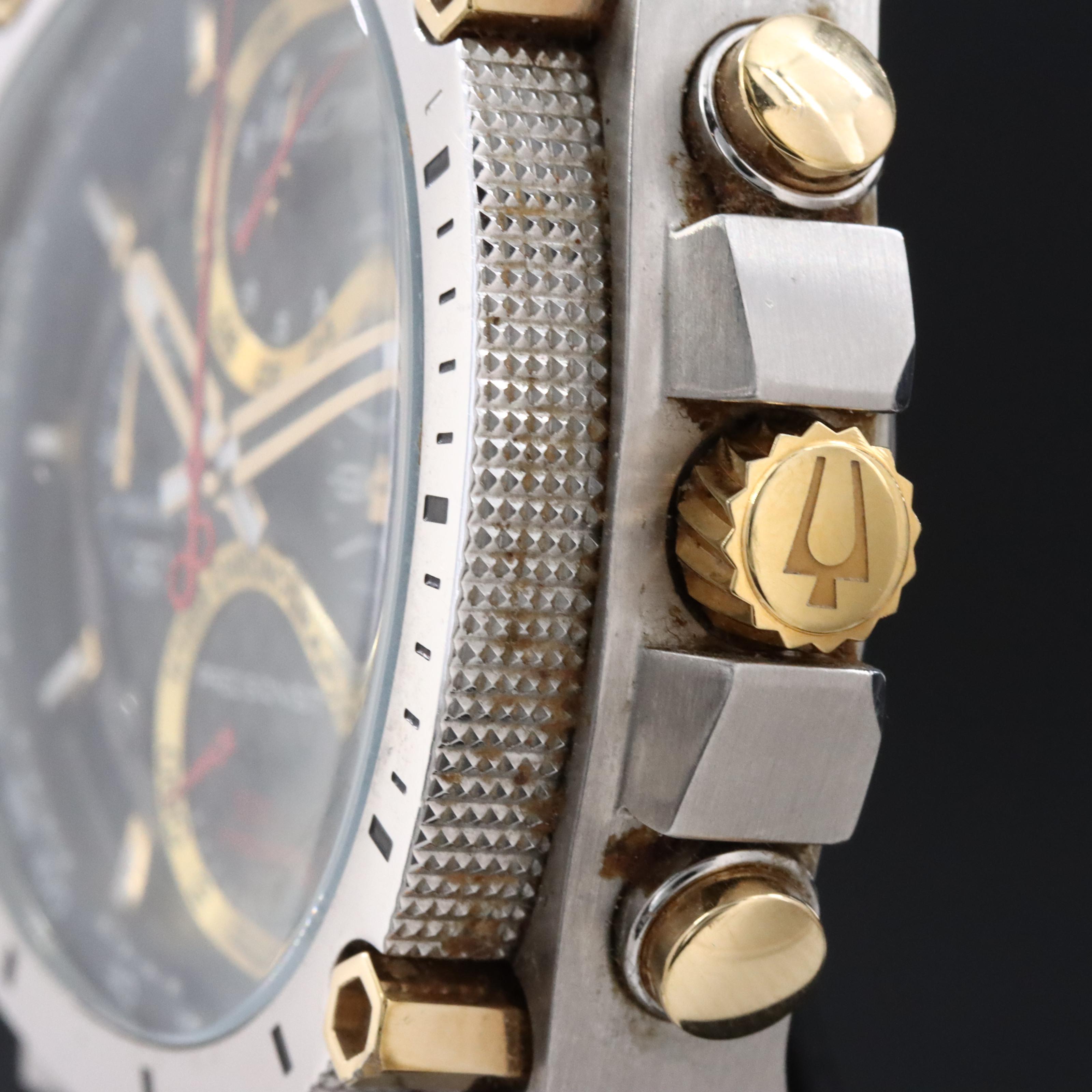 Bulova Precisionist Chronograph Black Dial Two-Tone Watch 98B228