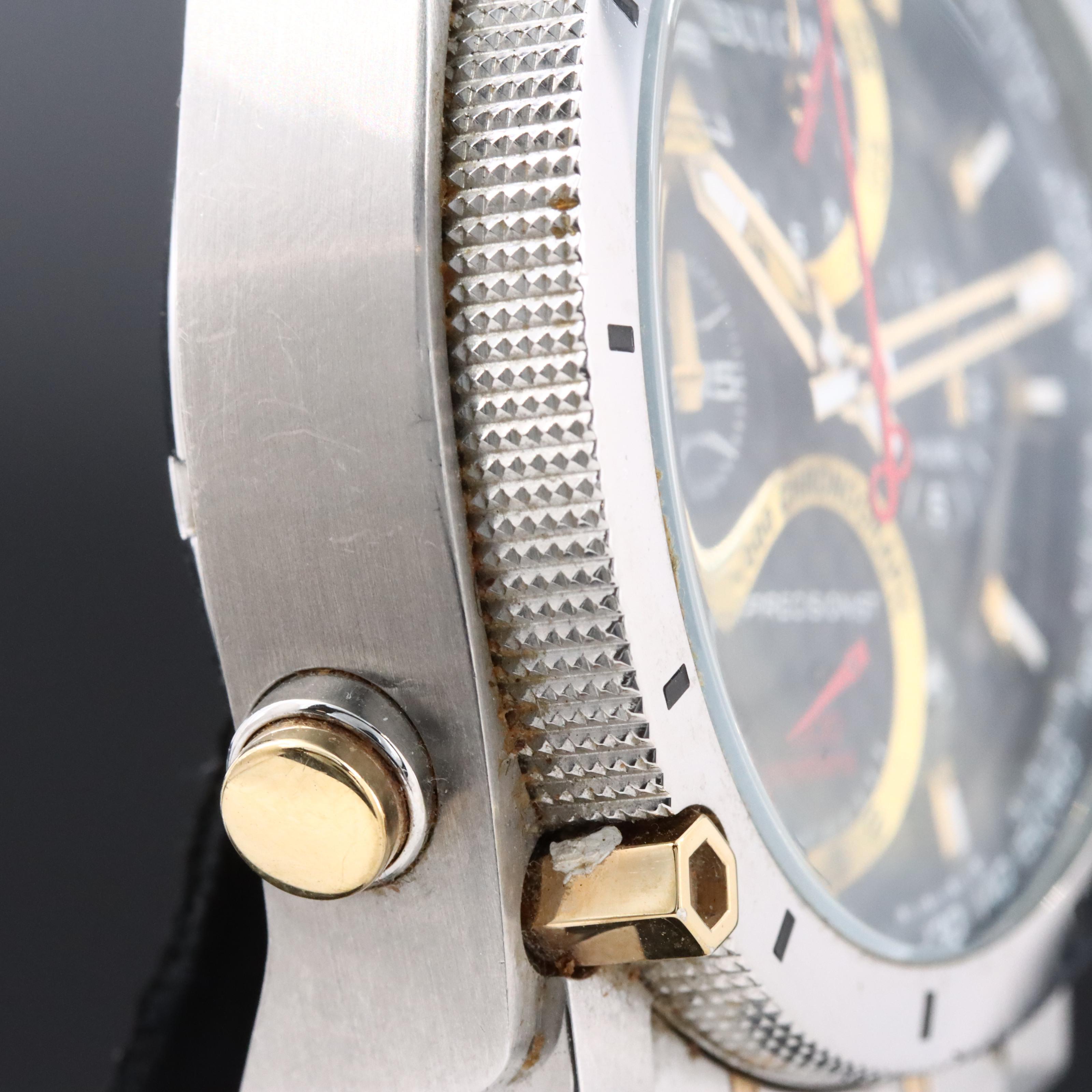 Bulova Precisionist Chronograph Black Dial Two-Tone Watch 98B228