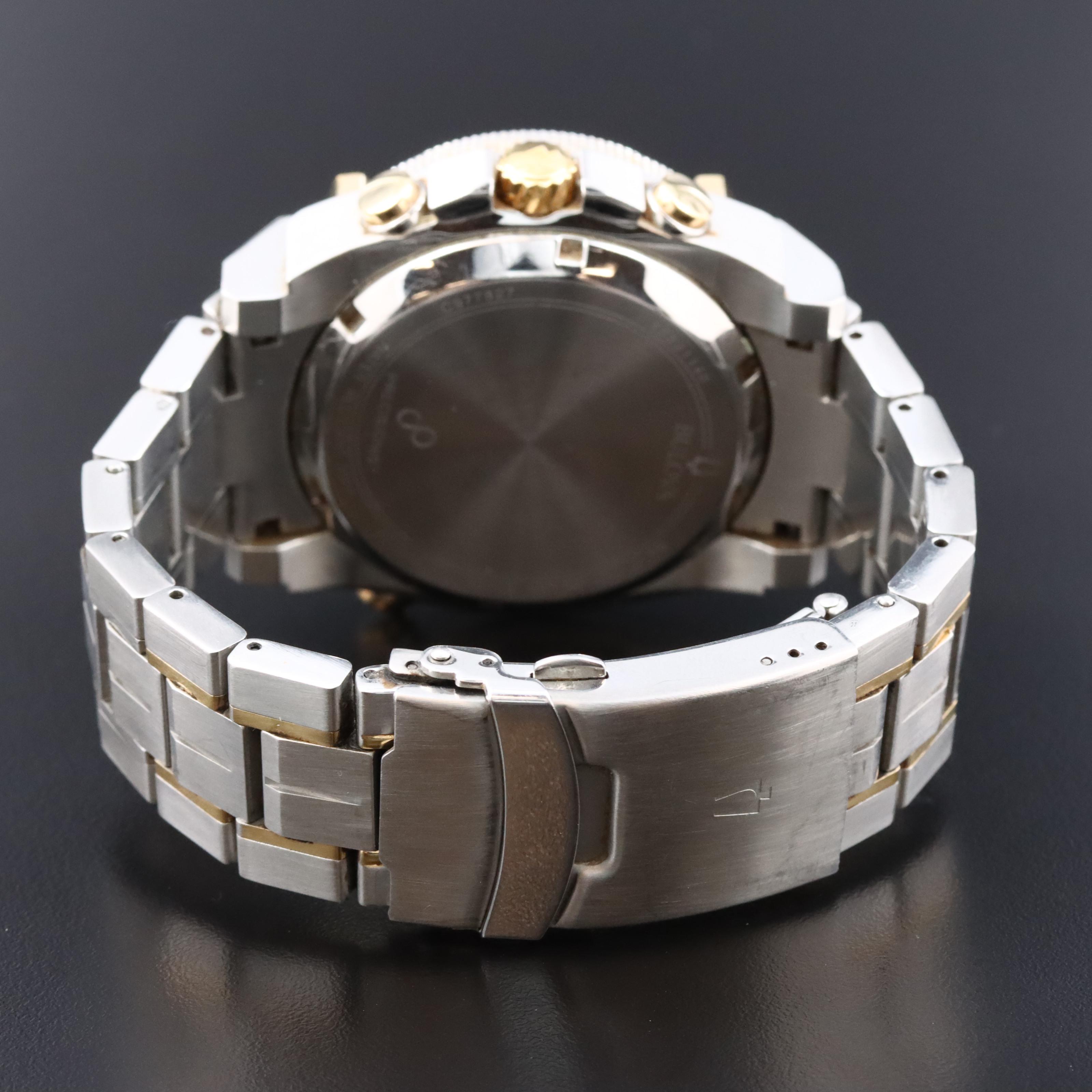 Bulova Precisionist Chronograph Black Dial Two-Tone Watch 98B228