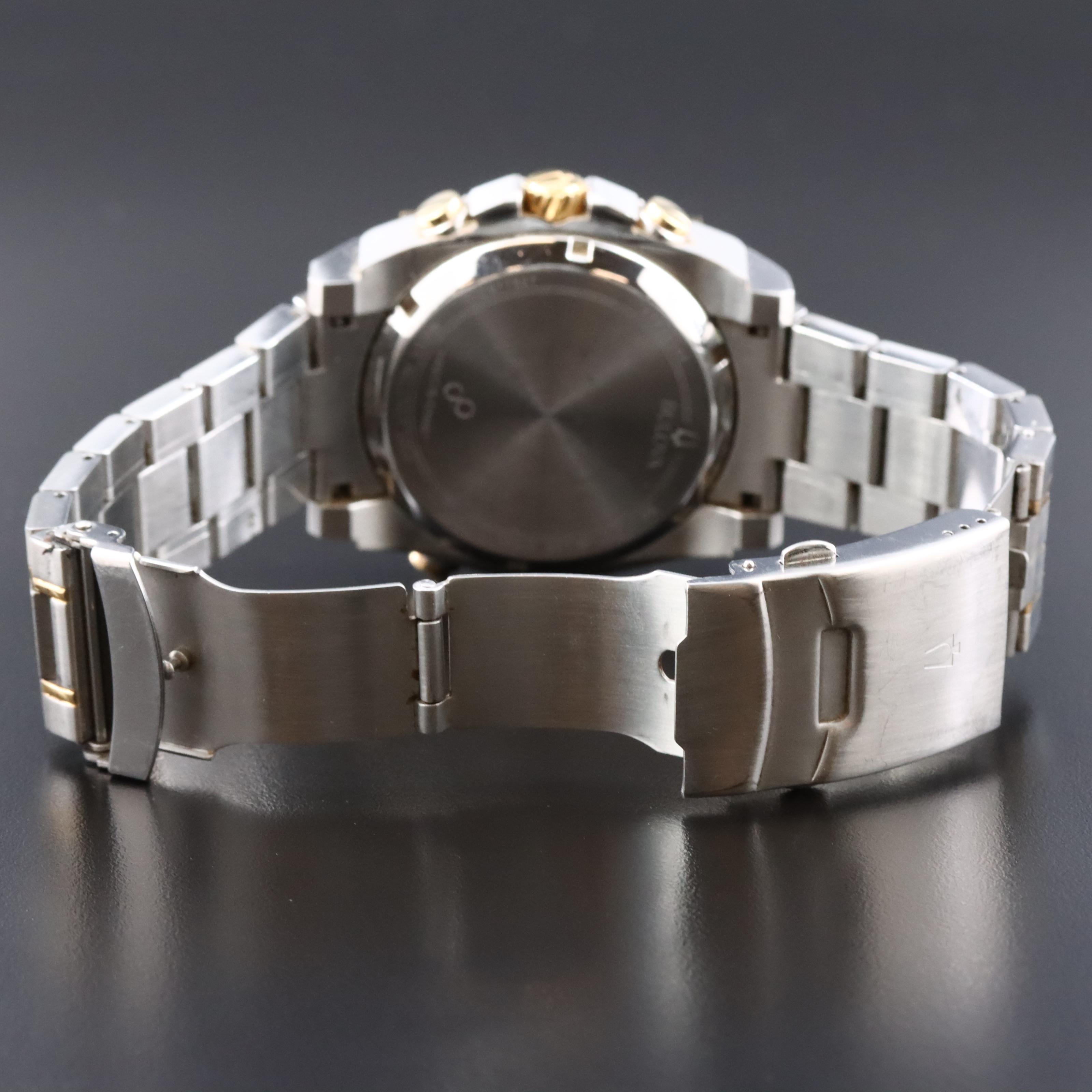 Bulova Precisionist Chronograph Black Dial Two-Tone Watch 98B228