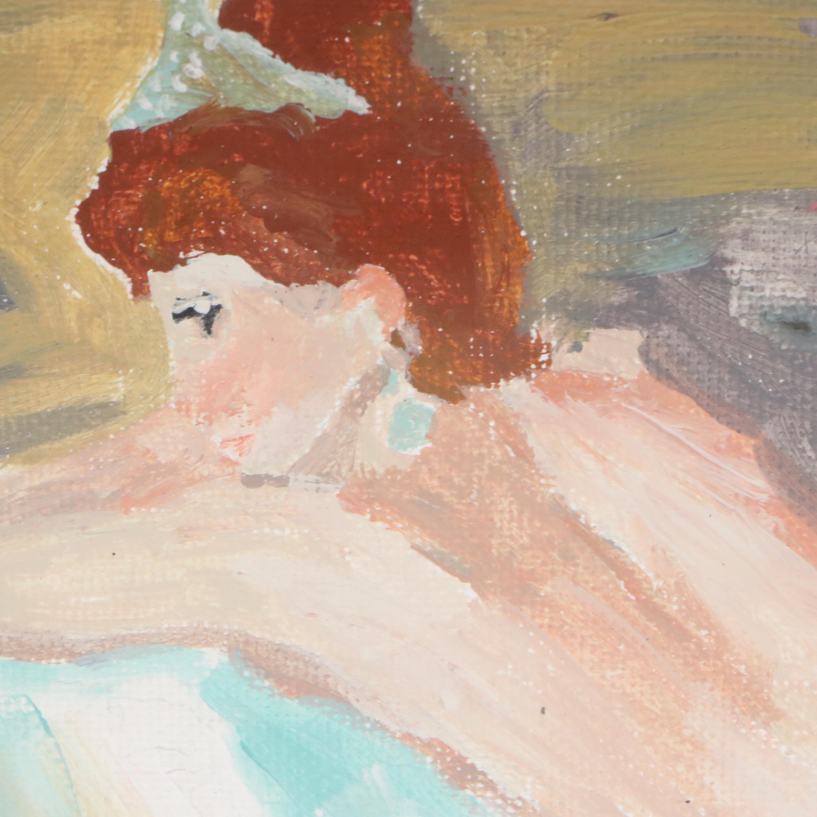 Brittony Martin Acrylic Painting of Female Nude with Tiara, 21st Century