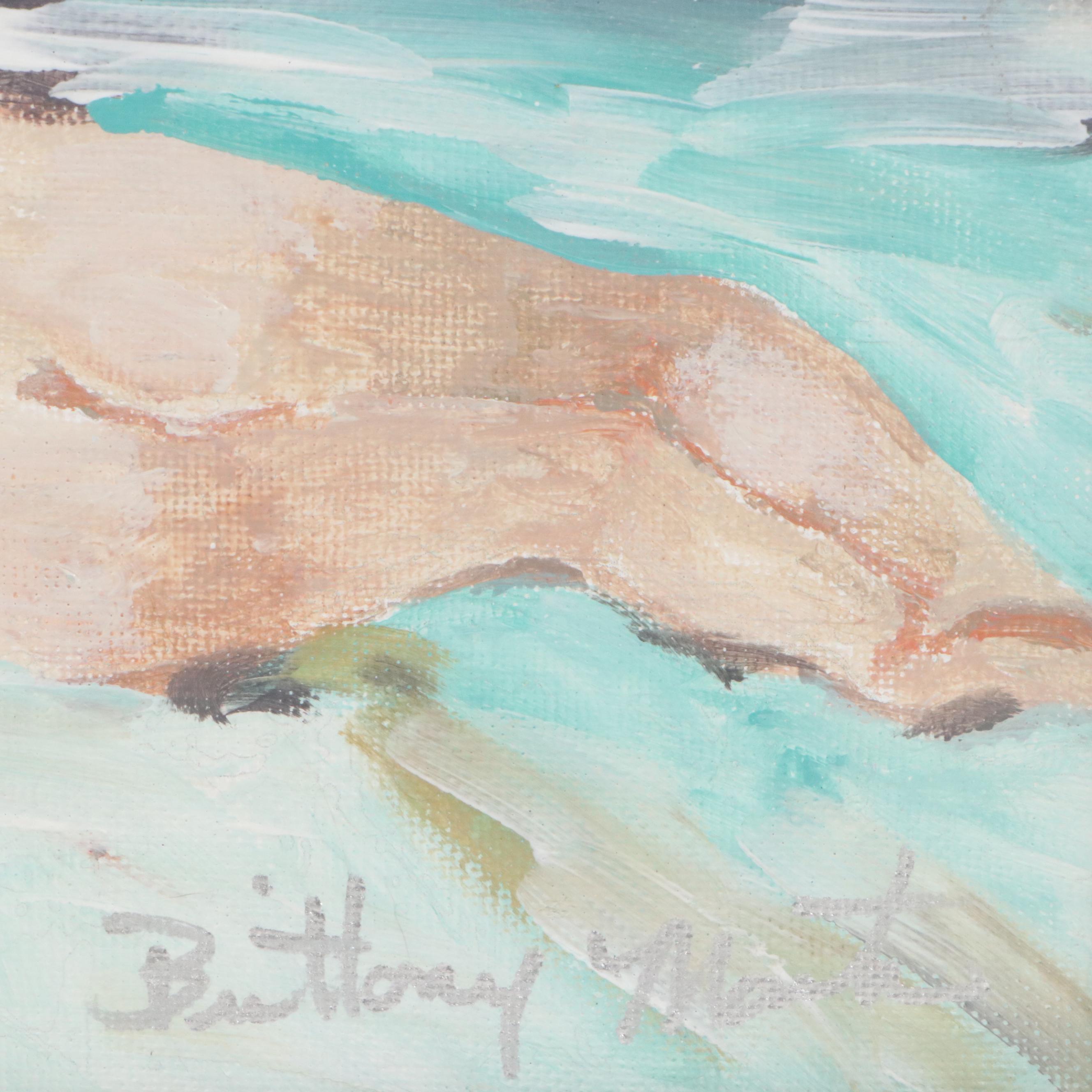 Brittony Martin Acrylic Painting of Female Nude with Tiara, 21st Century