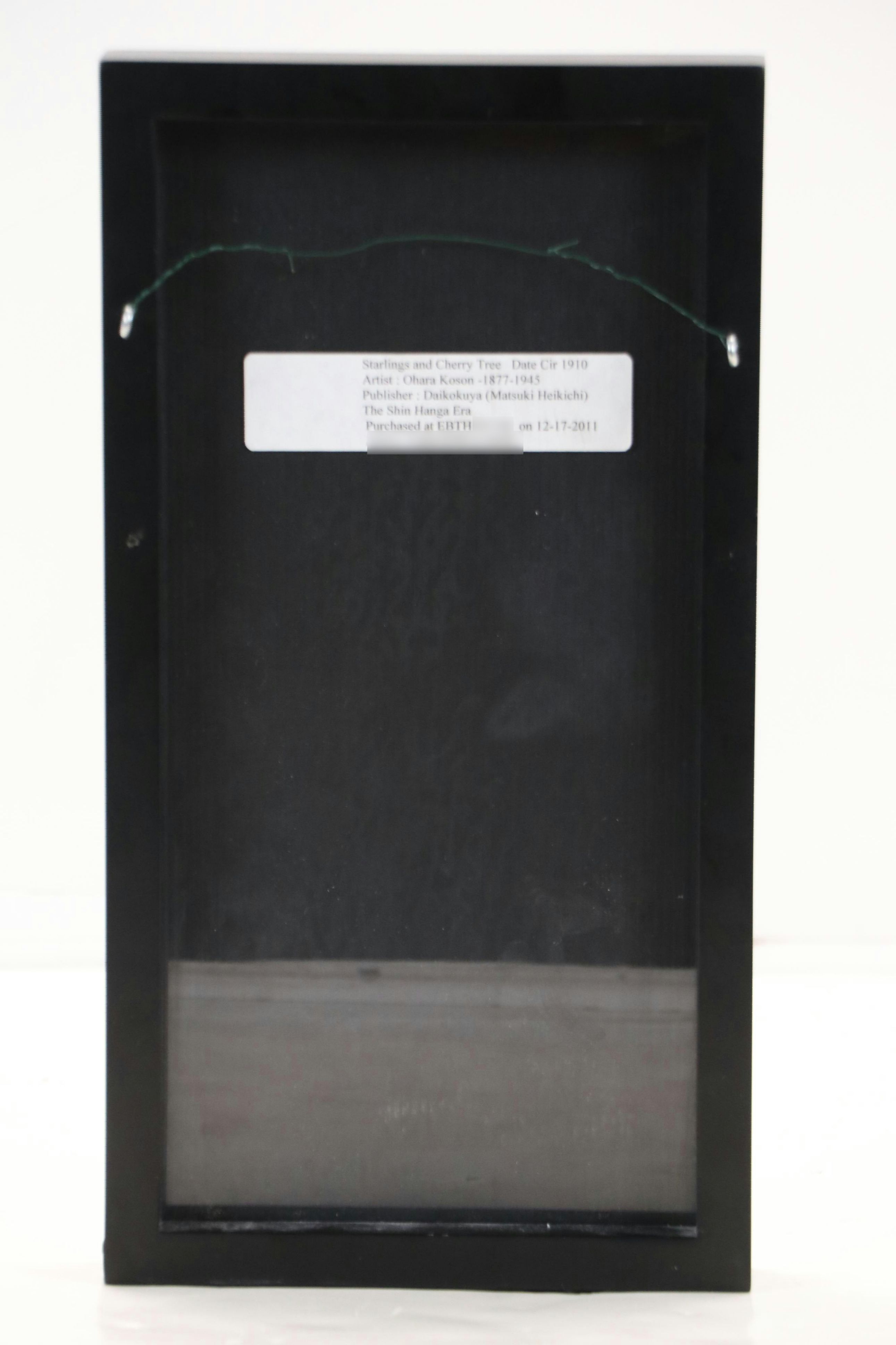 Ohara Koson Woodblock "Starlings and Cherry Tree," Circa 1910