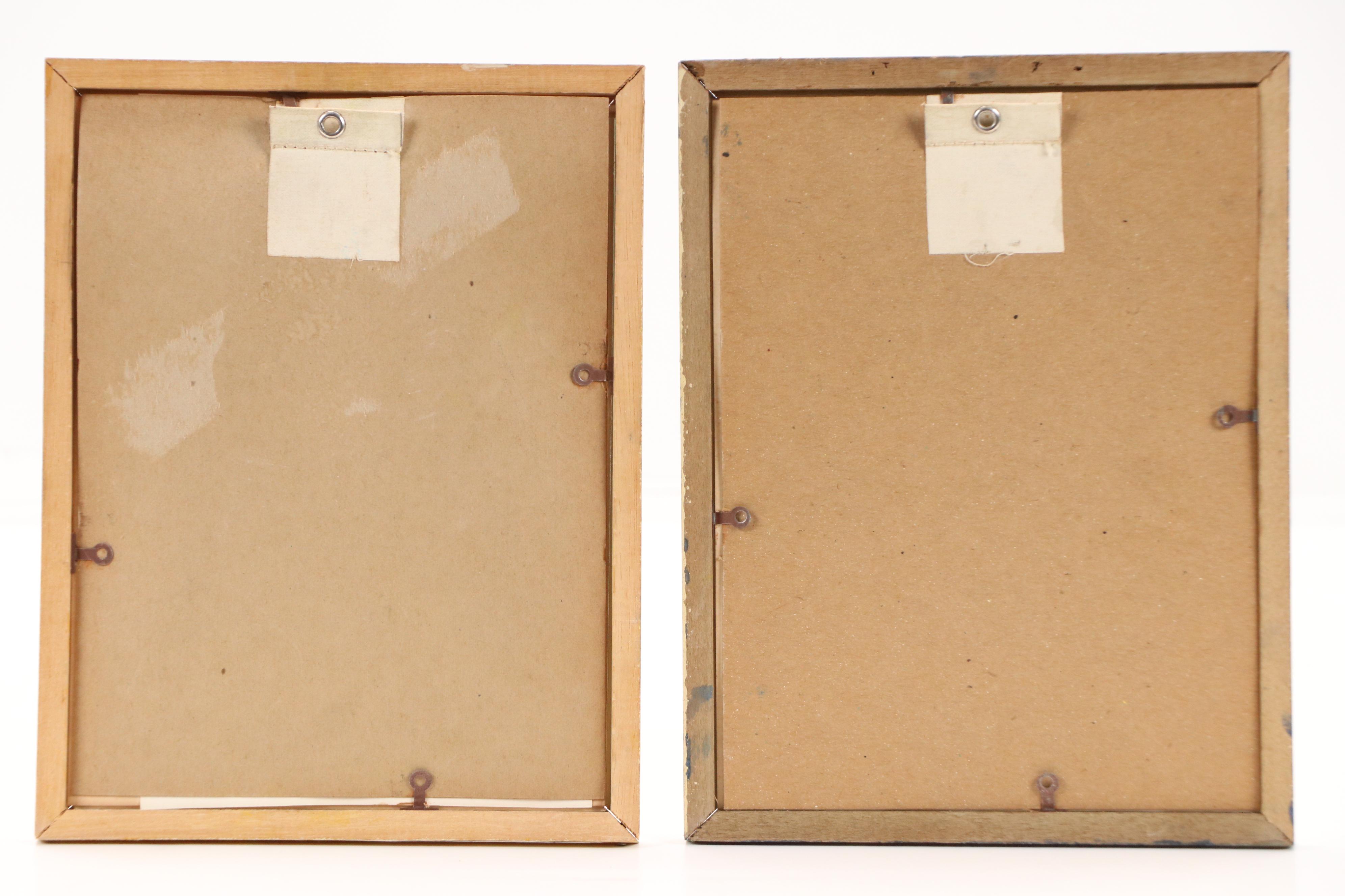 Stylized Portrait Watercolor Paintings, Mid to Late 20th Century